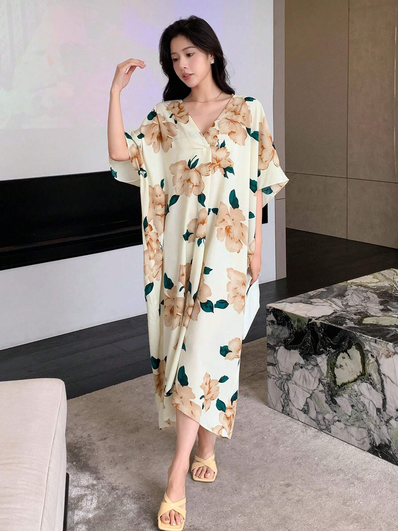 Buy DAZY Floral Print Batwing Sleeve Dress in Pakistan