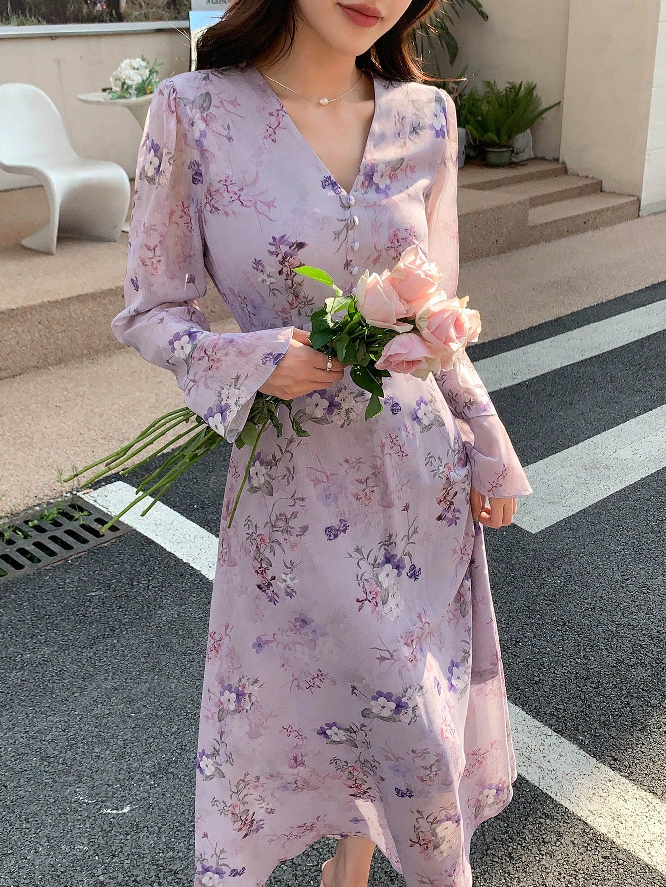 Buy SHEIN DAZY Floral Print Button Front Dress in Pakistan