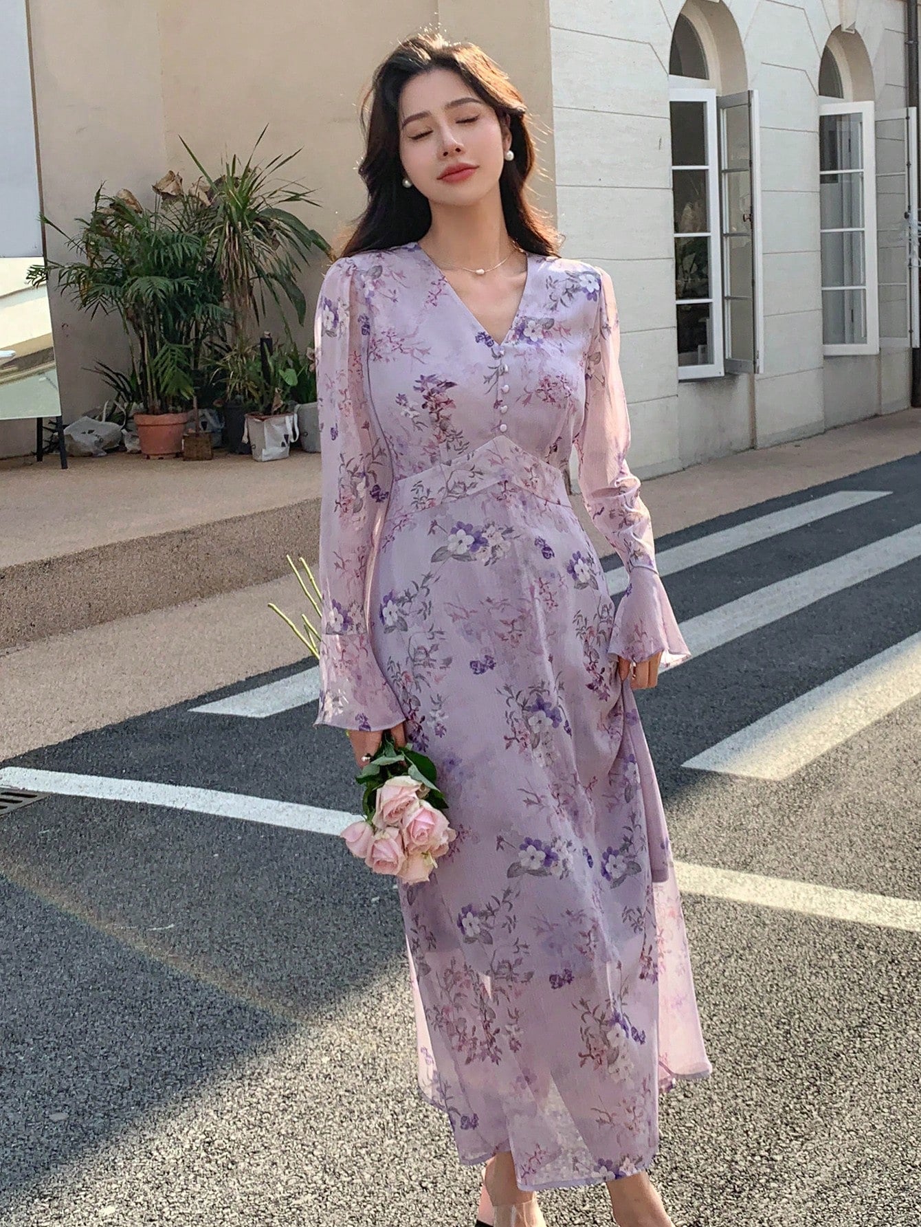 Buy SHEIN DAZY Floral Print Button Front Dress in Pakistan