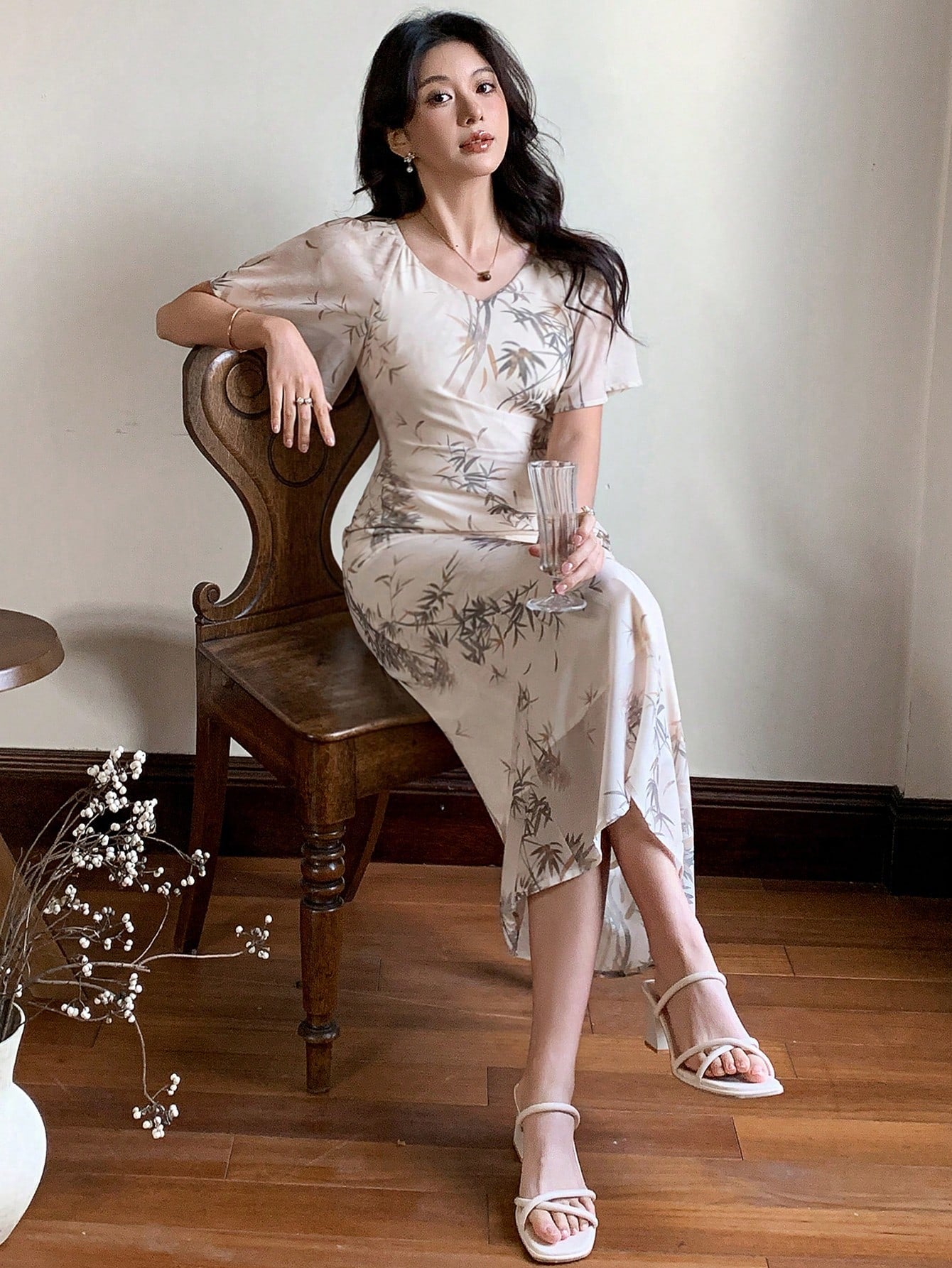 Buy SHEIN DAZY Floral Print Mid-Length Elegant Dress For Women in Pakistan