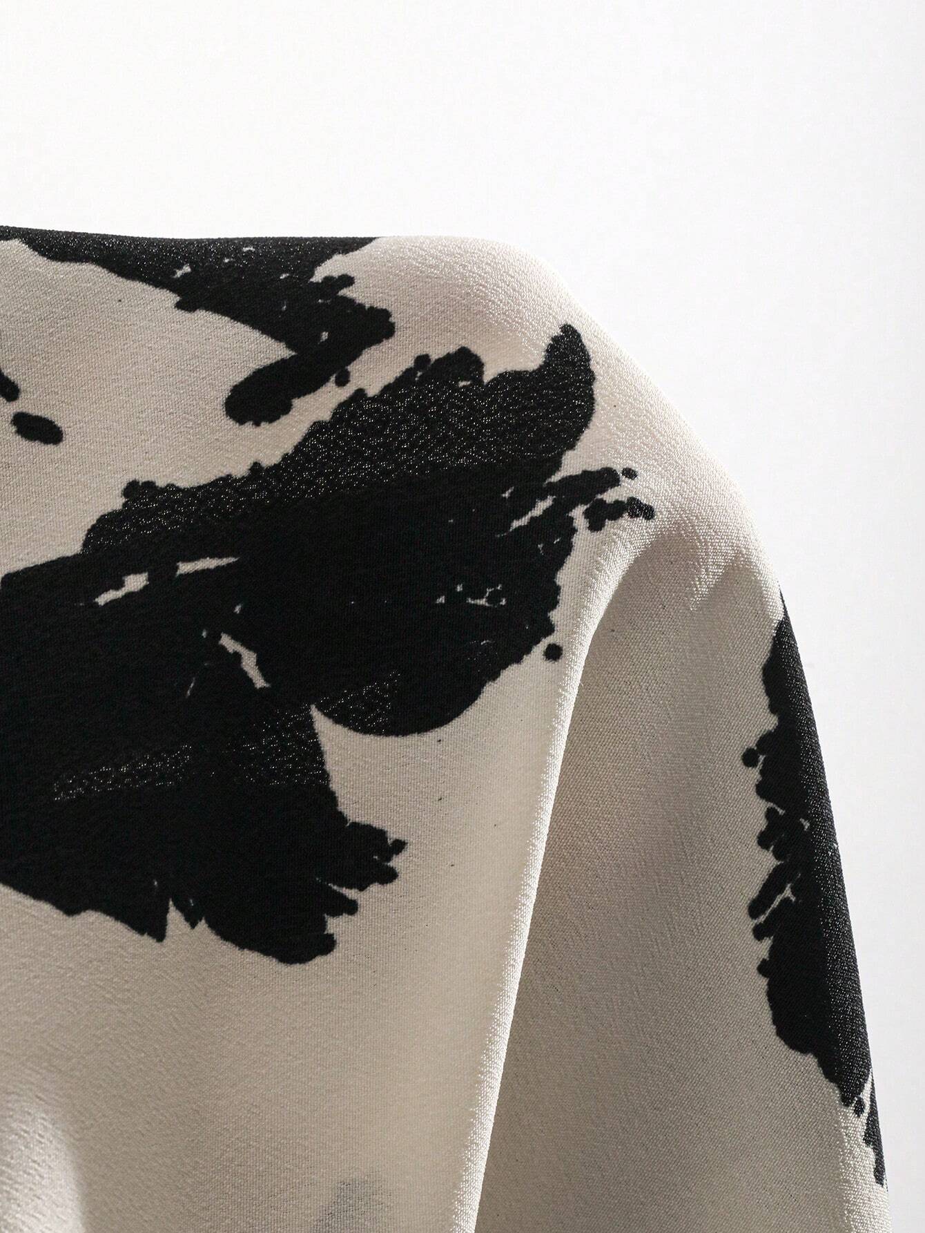 Buy SHEIN DAZY Floral Print Surplice Neck Lantern Sleeve Blouse in Pakistan