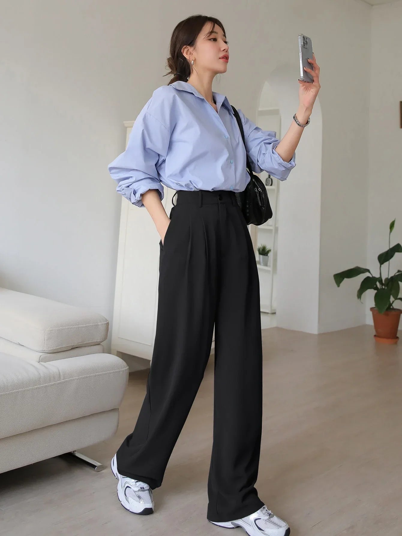 Buy SHEIN DAZY Fold Pleated Slant Pocket Pants in Pakistan