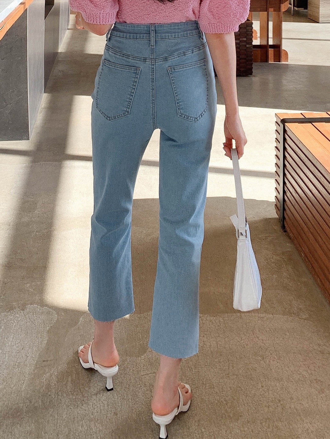 Buy SHEIN DAZY High Waist Flare Leg Cropped Jeans in Pakistan