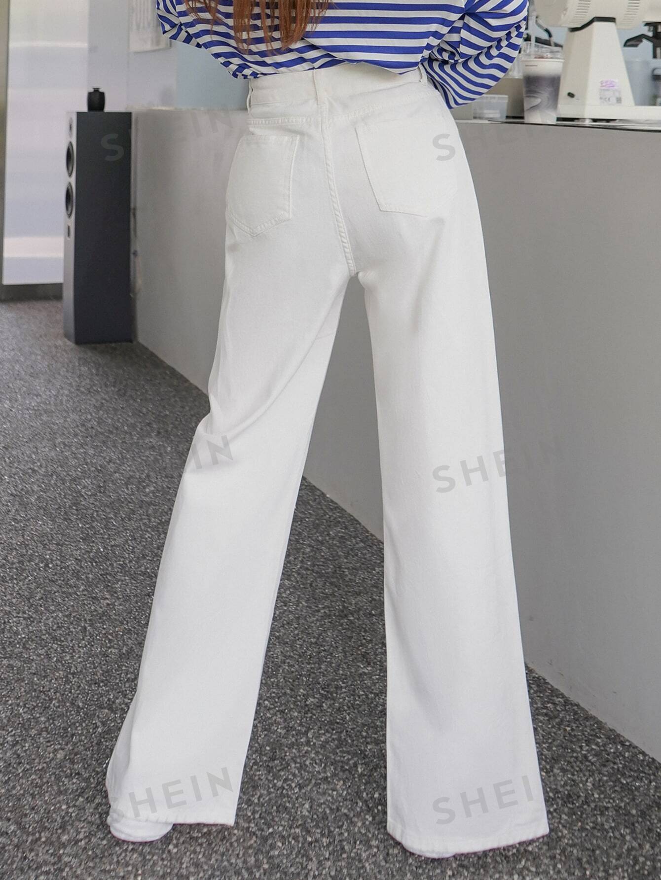 Buy SHEIN DAZY High Waist Slit Hem Wide Leg Jeans in Pakistan