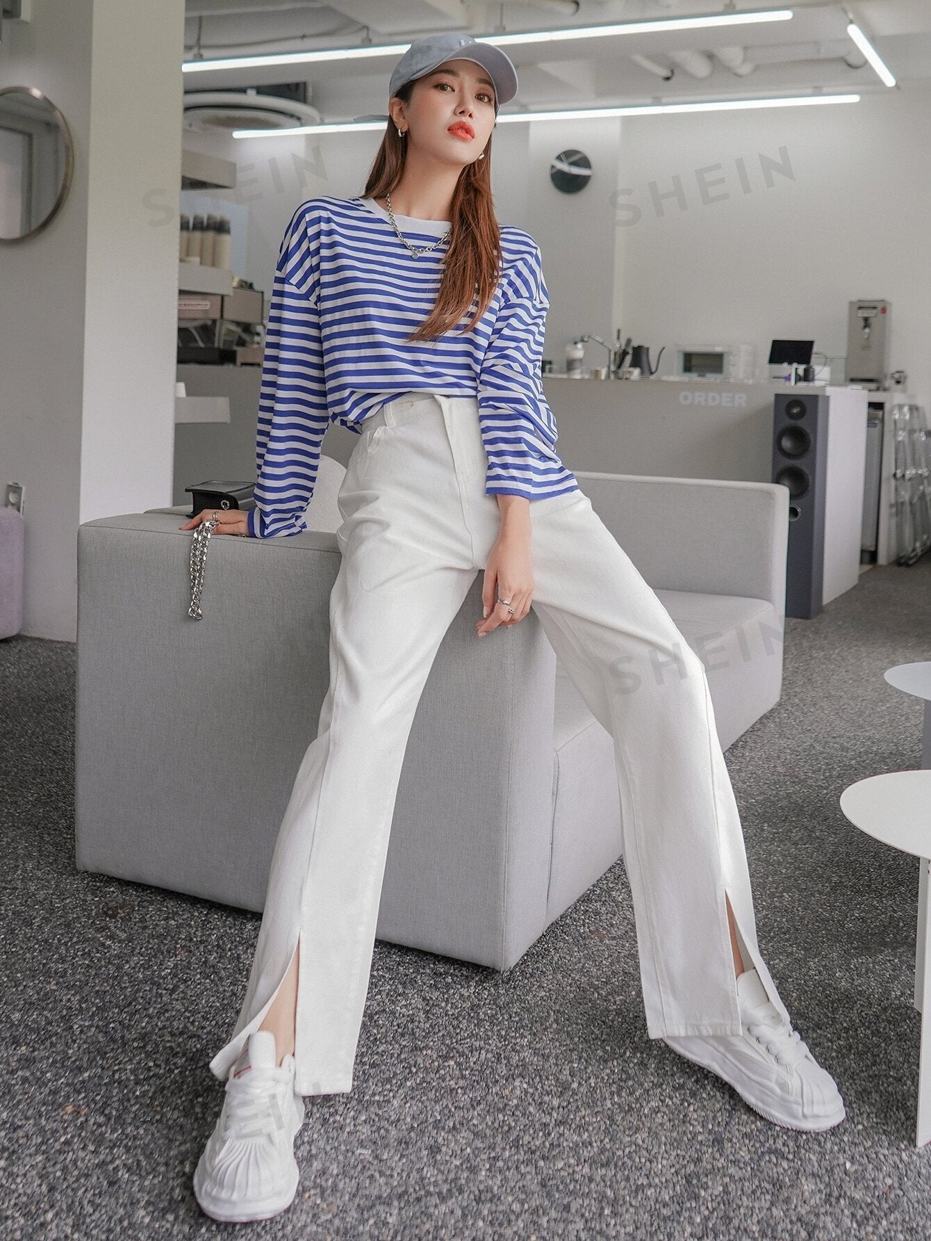 Buy SHEIN DAZY High Waist Slit Hem Wide Leg Jeans in Pakistan