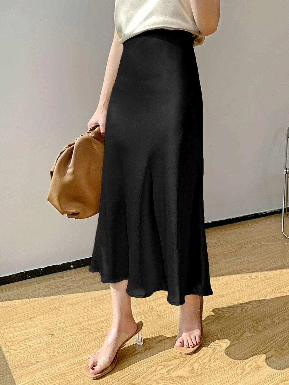 Buy SHEIN DAZY High Waist Solid A-line Skirt in Pakistan