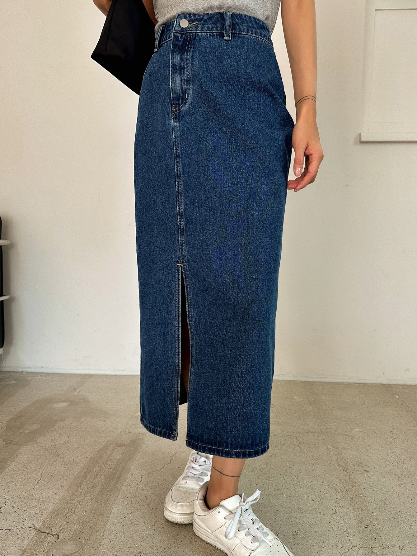 Buy SHEIN DAZY High Waist Split Thigh Denim Skirt in Pakistan