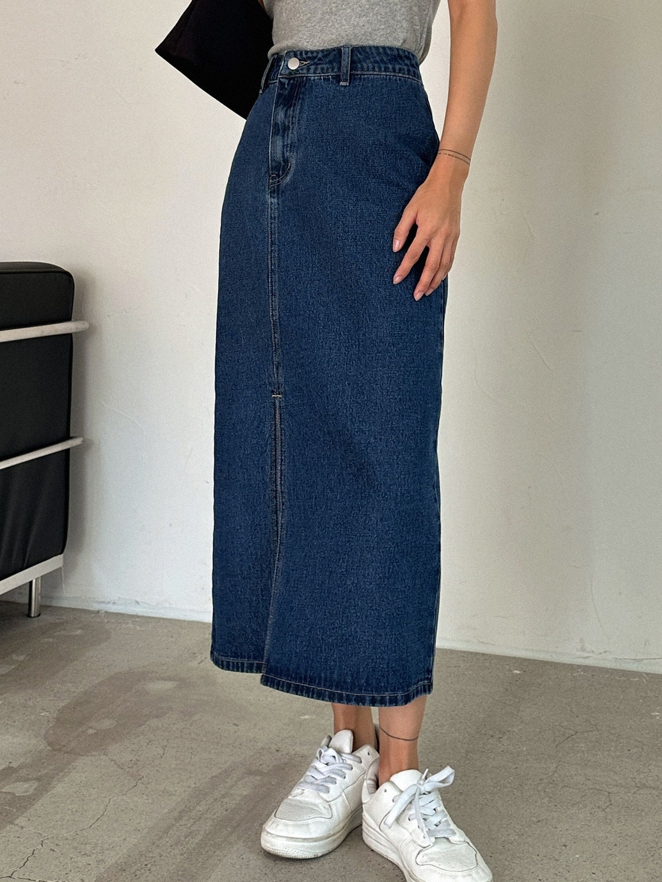 Buy SHEIN DAZY High Waist Split Thigh Denim Skirt in Pakistan