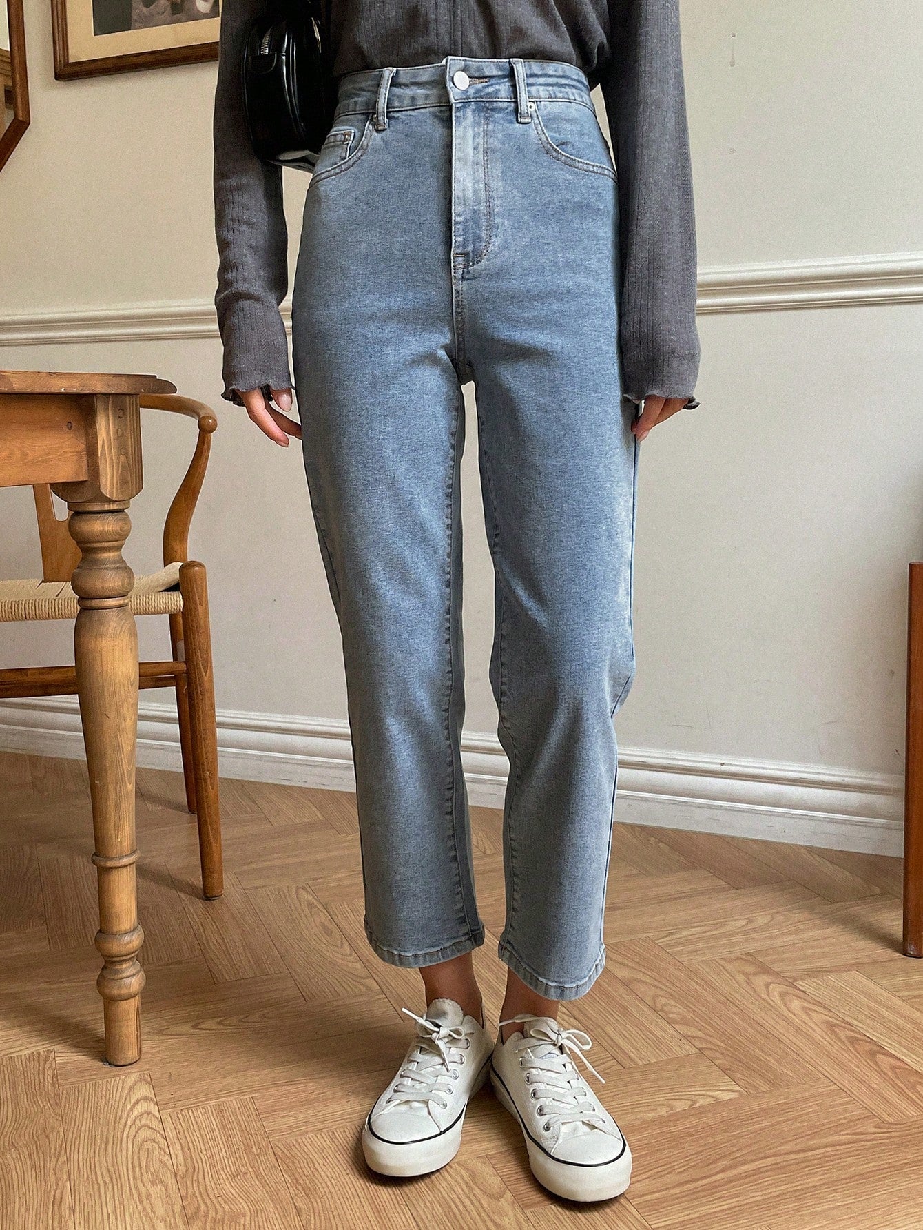 Buy SHEIN DAZY High Waist Straight Leg Cropped Jeans in Pakistan