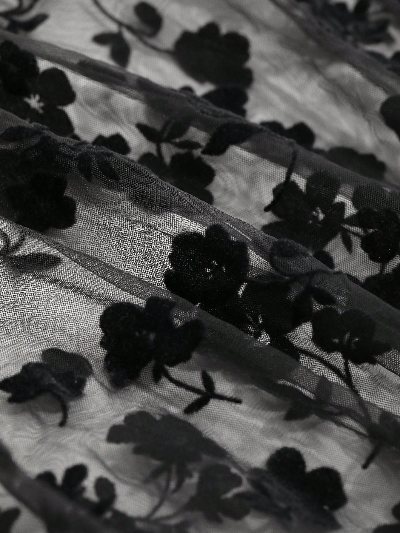 Buy SHEIN DAZY Kpop Floral Embroidery Mesh Top Without Cami Top in Pakistan