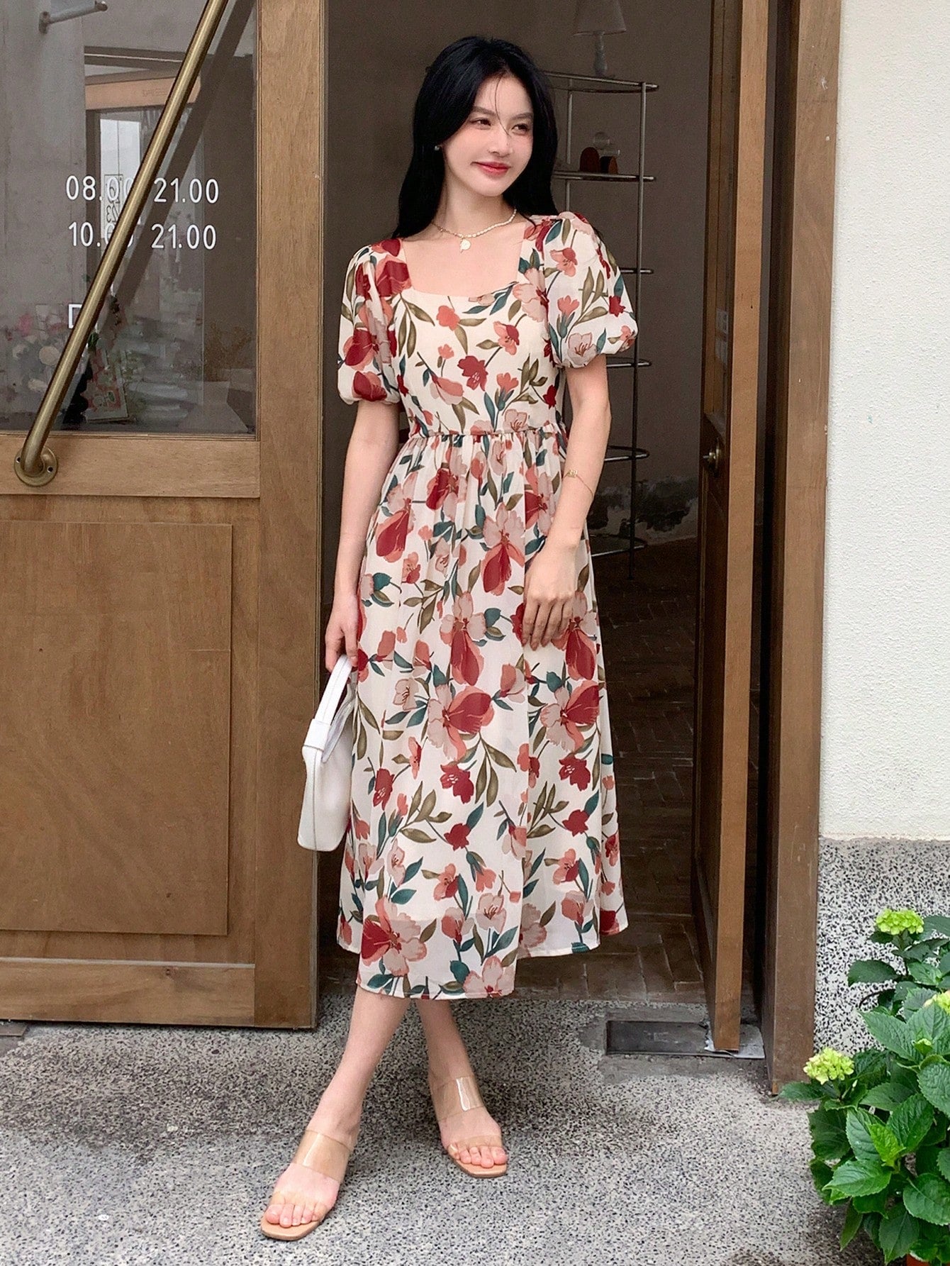 Buy SHEIN DAZY Kpop Floral Print Puff Sleeve Dress in Pakistan