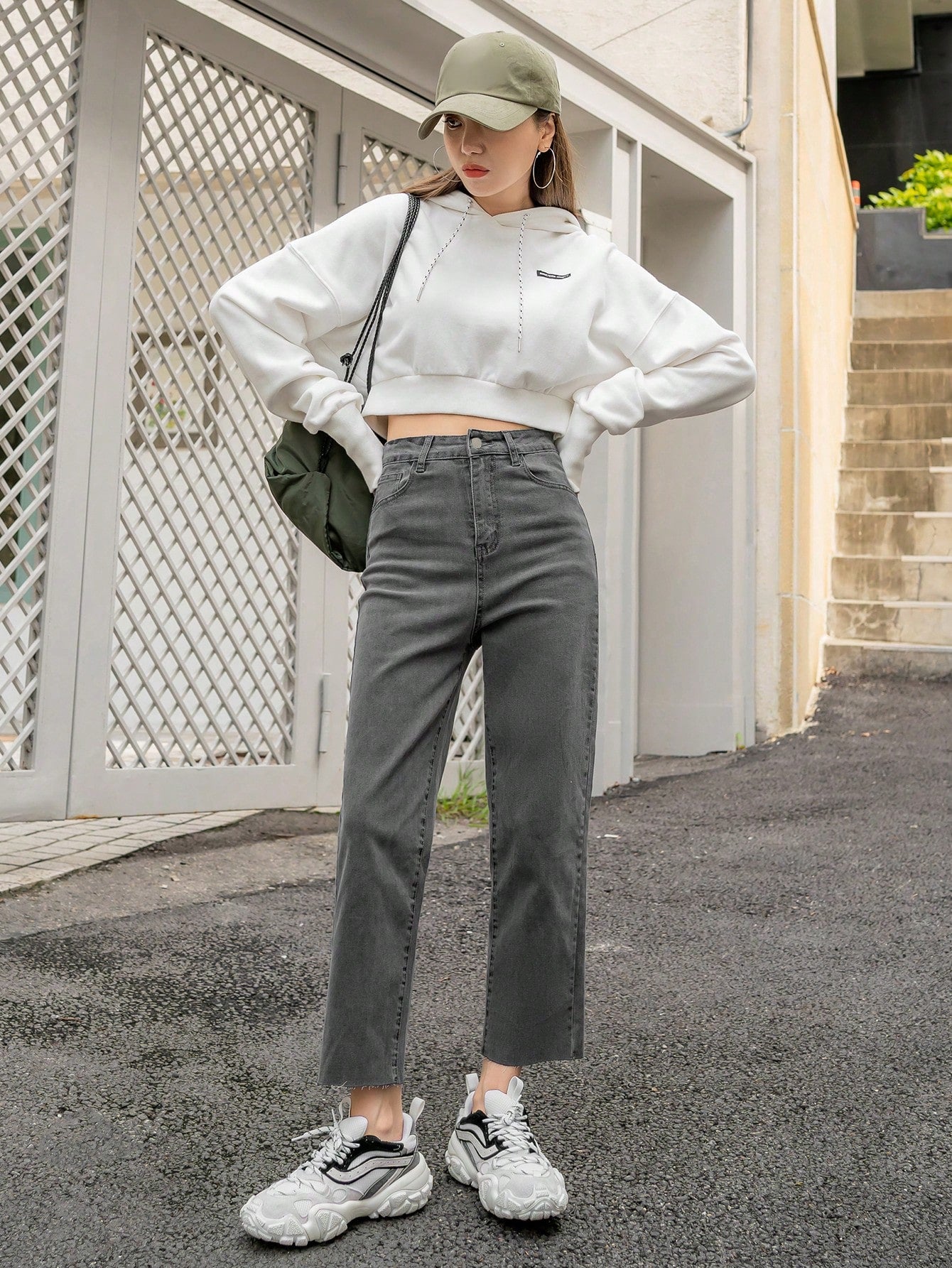 Buy SHEIN DAZY Kpop High Waist Slant Pockets Straight Leg Jeans in Pakistan