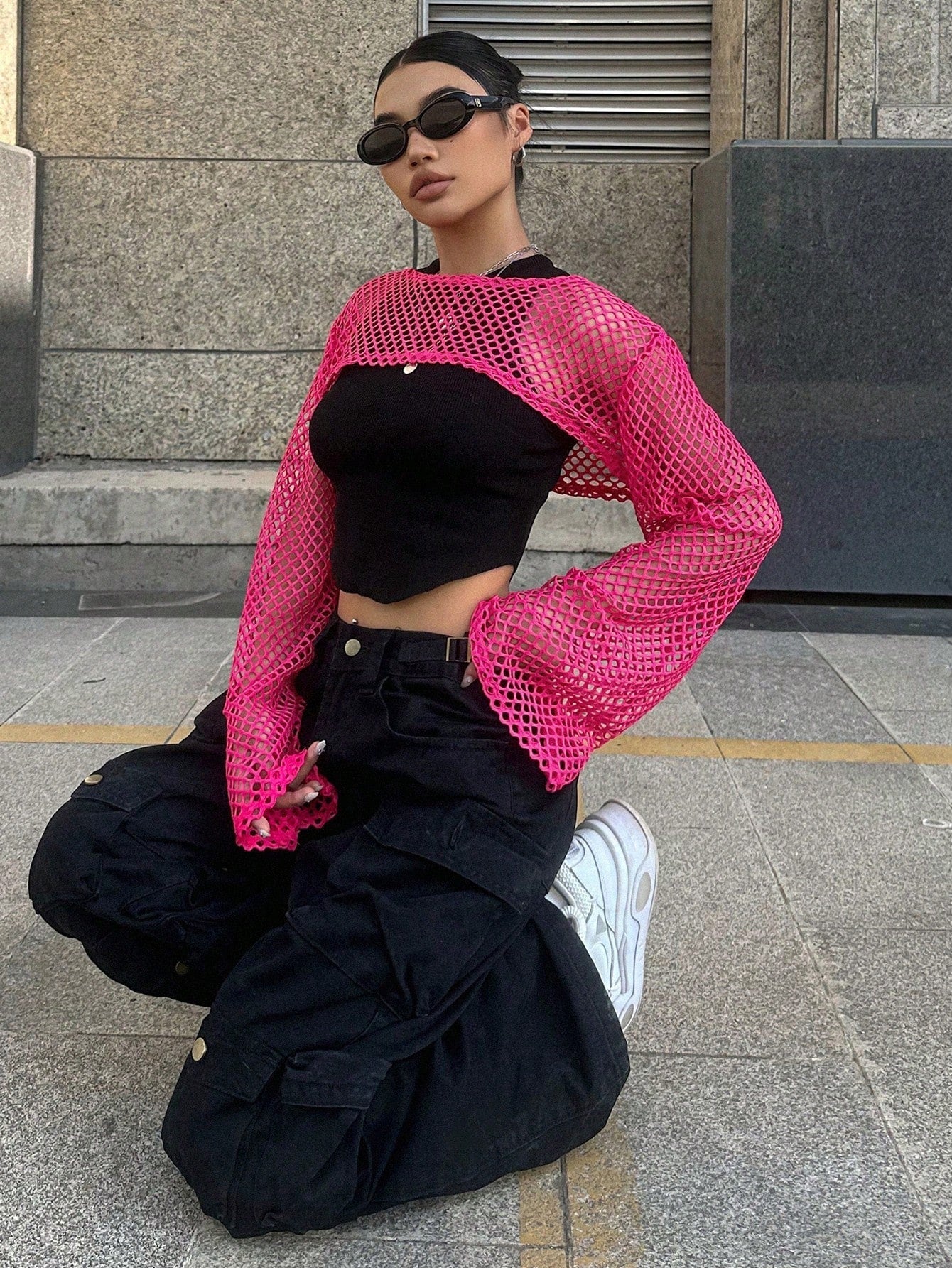 Buy SHEIN DAZY Kpop Hollow Out Super Crop Top Without Cami Top in Pakistan