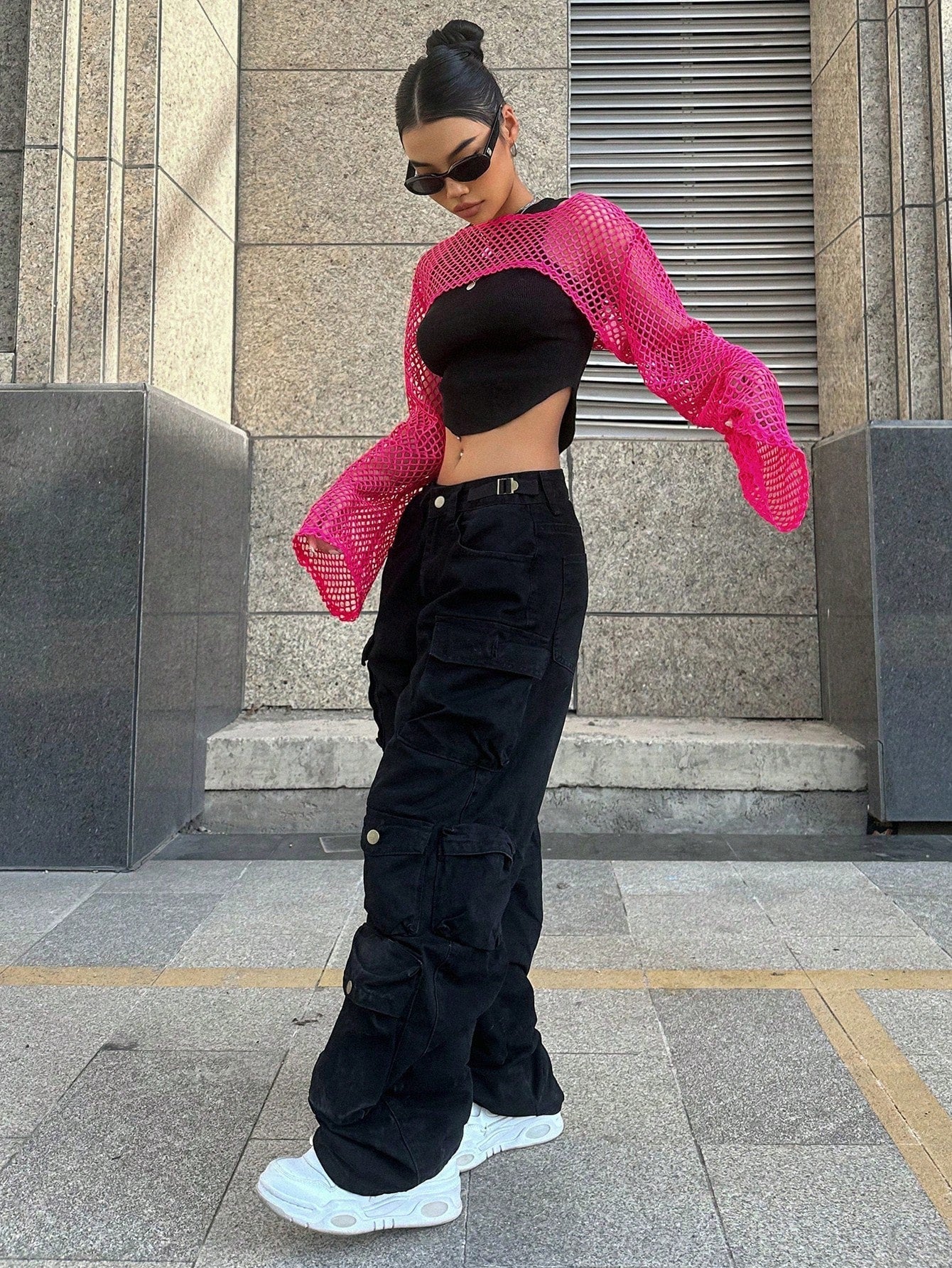 Buy SHEIN DAZY Kpop Hollow Out Super Crop Top Without Cami Top in Pakistan