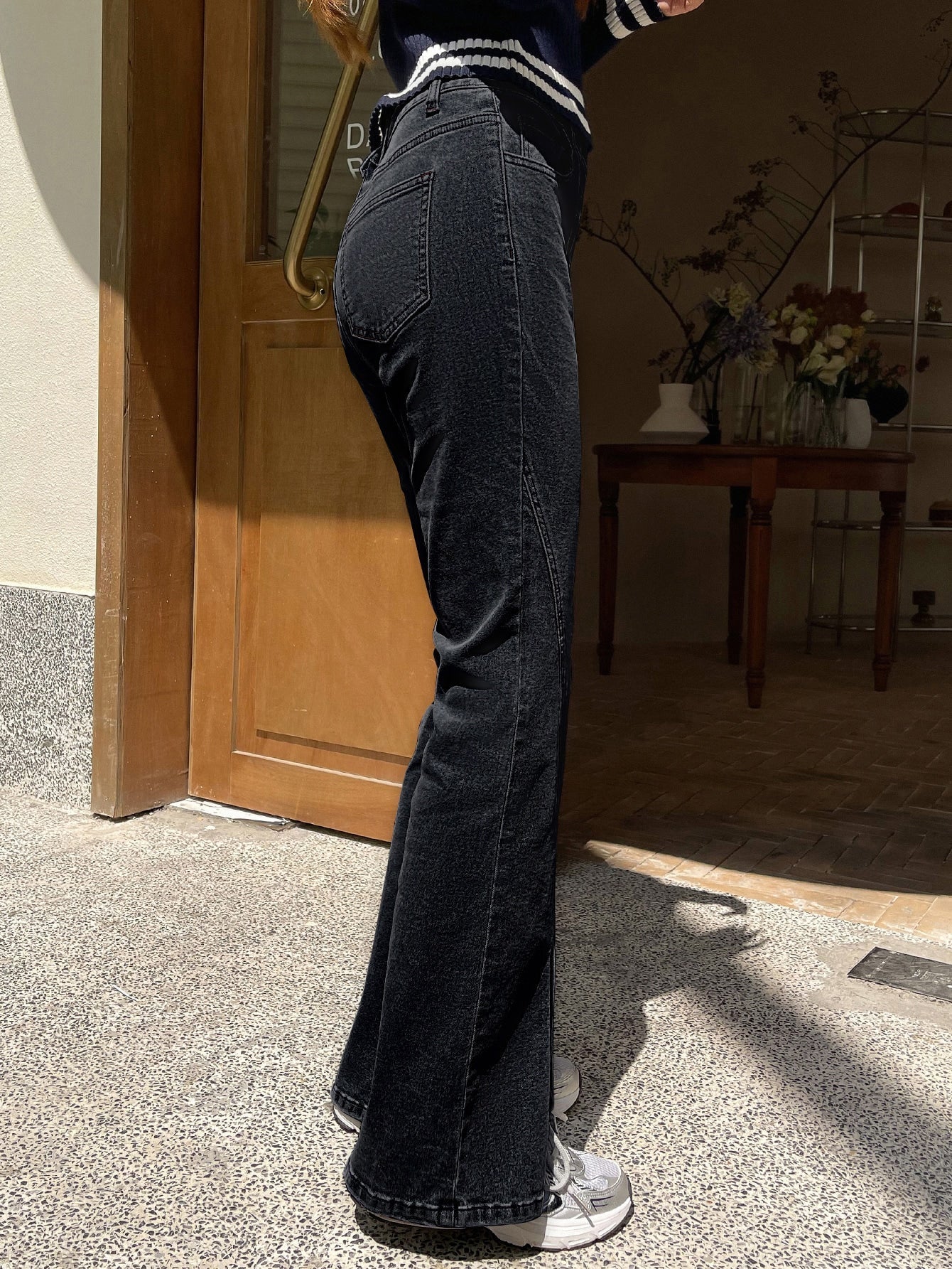 Buy SHEIN DAZY Kpop Split Hem Flare Leg Jeans in Pakistan