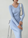 Buy SHEIN DAZY Kpop V Neck Ribbed Knit Sweater Dress in Pakistan