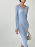 Buy SHEIN DAZY Kpop V Neck Ribbed Knit Sweater Dress in Pakistan