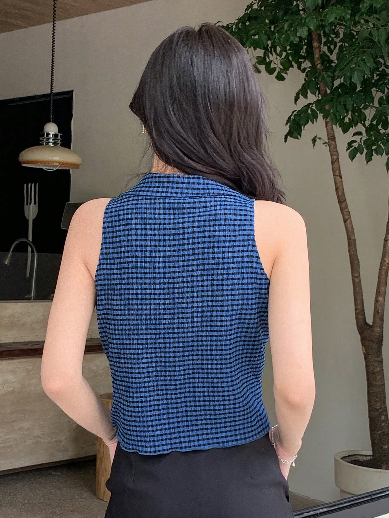 Buy SHEIN DAZY Lapel Neck Sleeveless Blouse in Pakistan