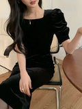 Buy SHEIN DAZY Puff Sleeve Velvet Dress in Pakistan