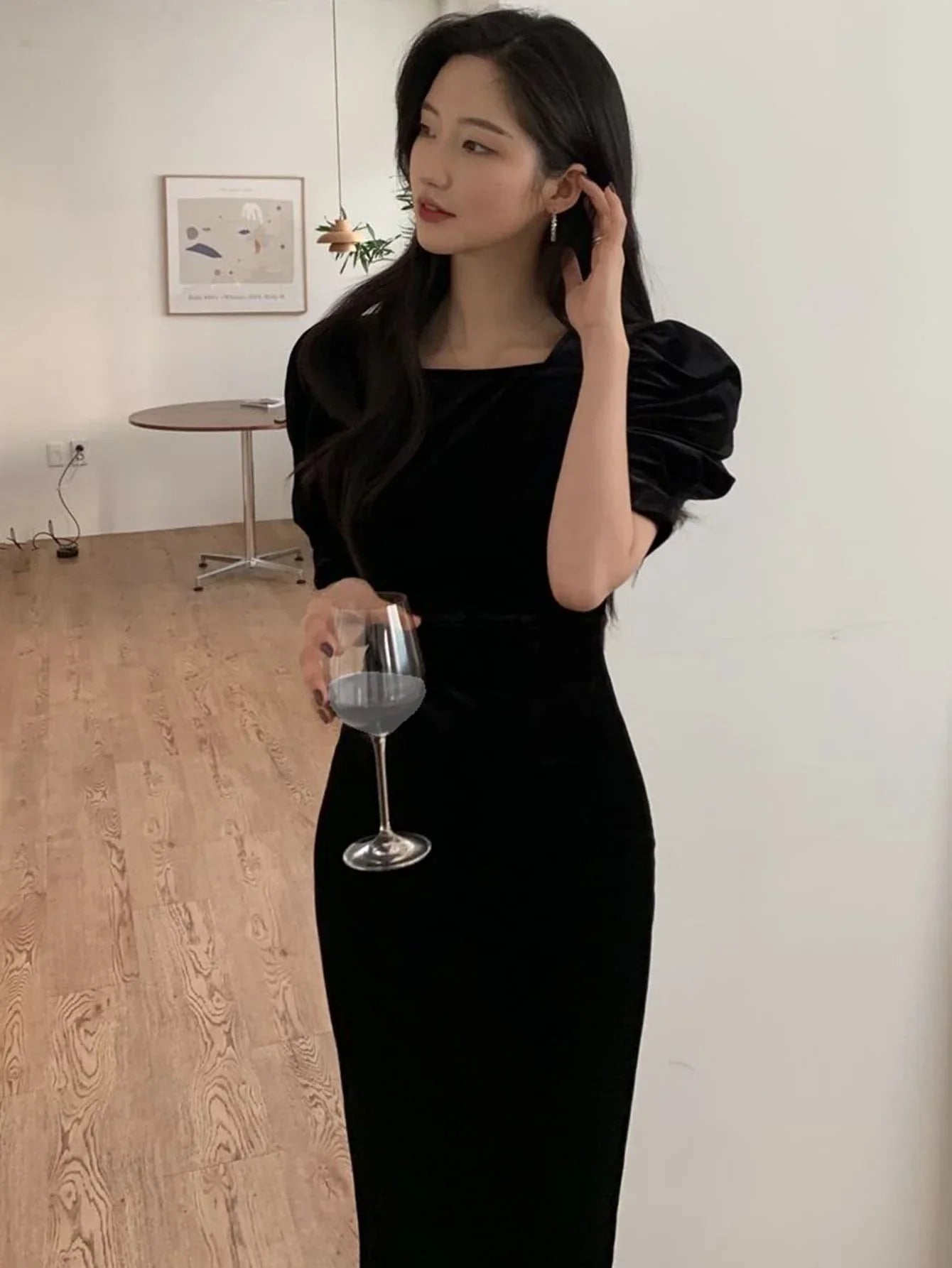 Buy SHEIN DAZY Puff Sleeve Velvet Dress in Pakistan