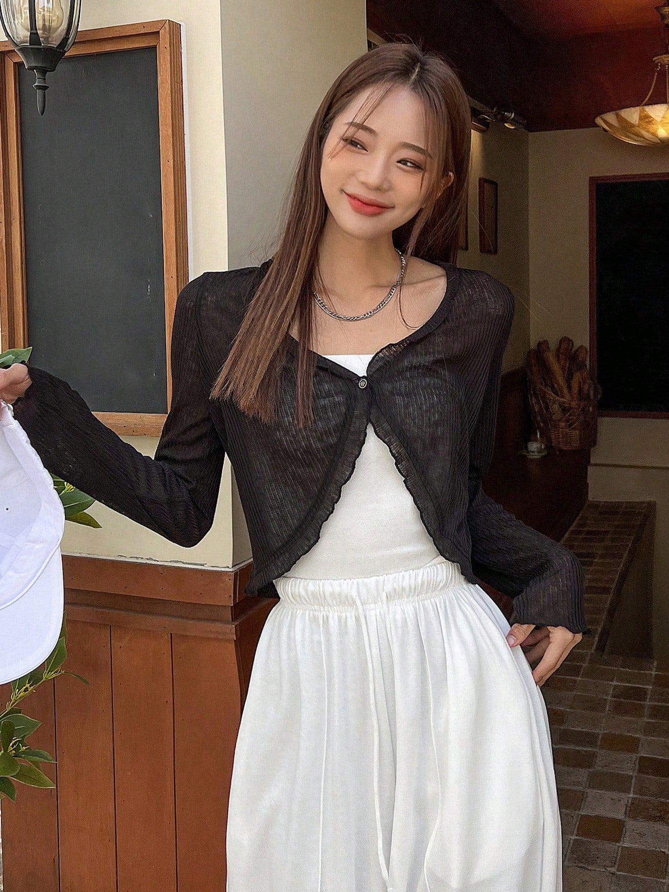 Buy SHEIN DAZY Solid Button Front Crop Jacket in Pakistan