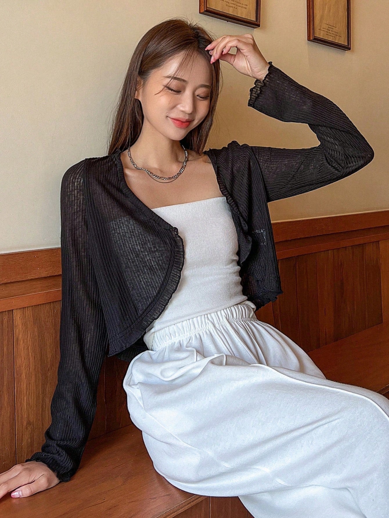 Buy SHEIN DAZY Solid Button Front Crop Jacket in Pakistan