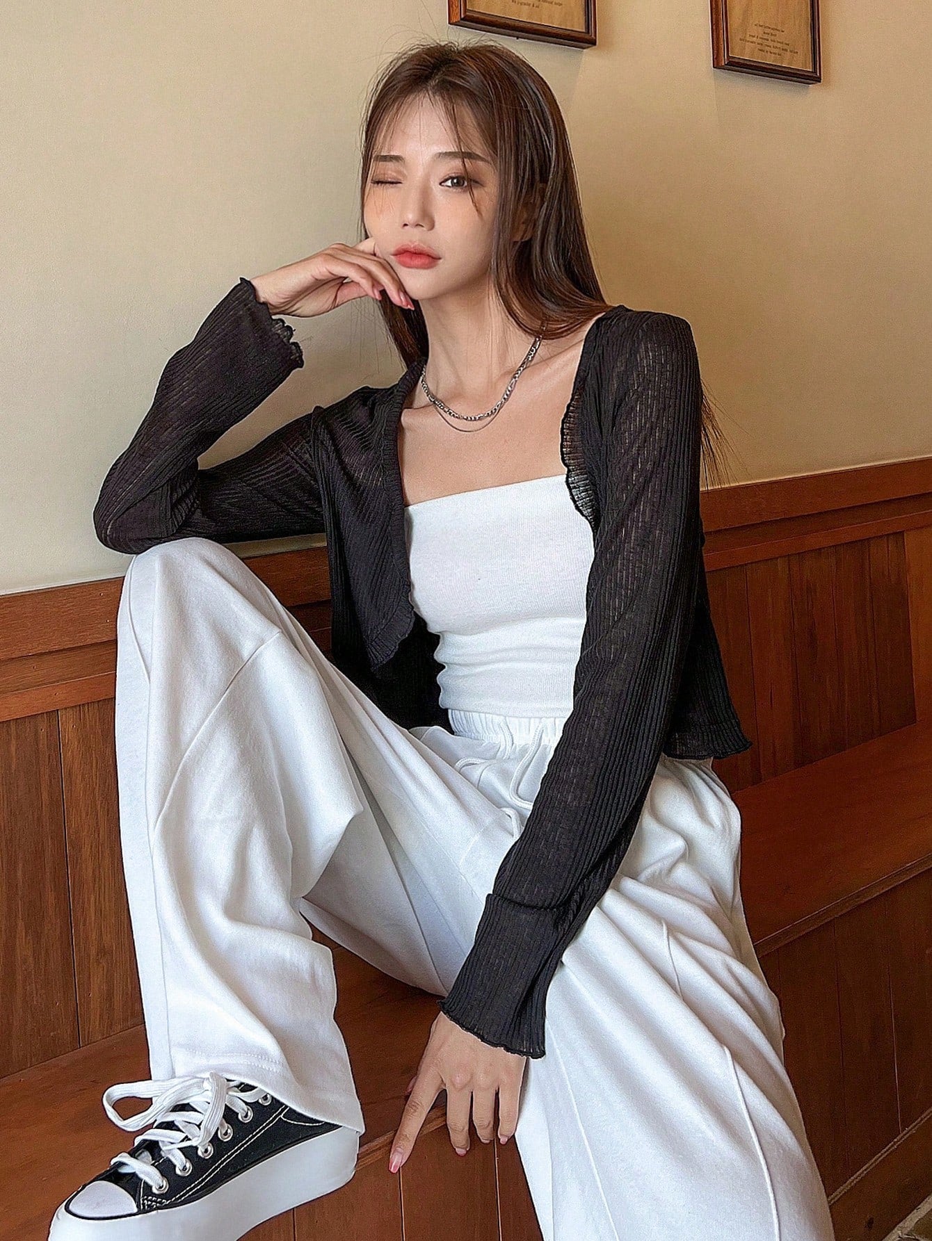 Buy SHEIN DAZY Solid Button Front Crop Jacket in Pakistan