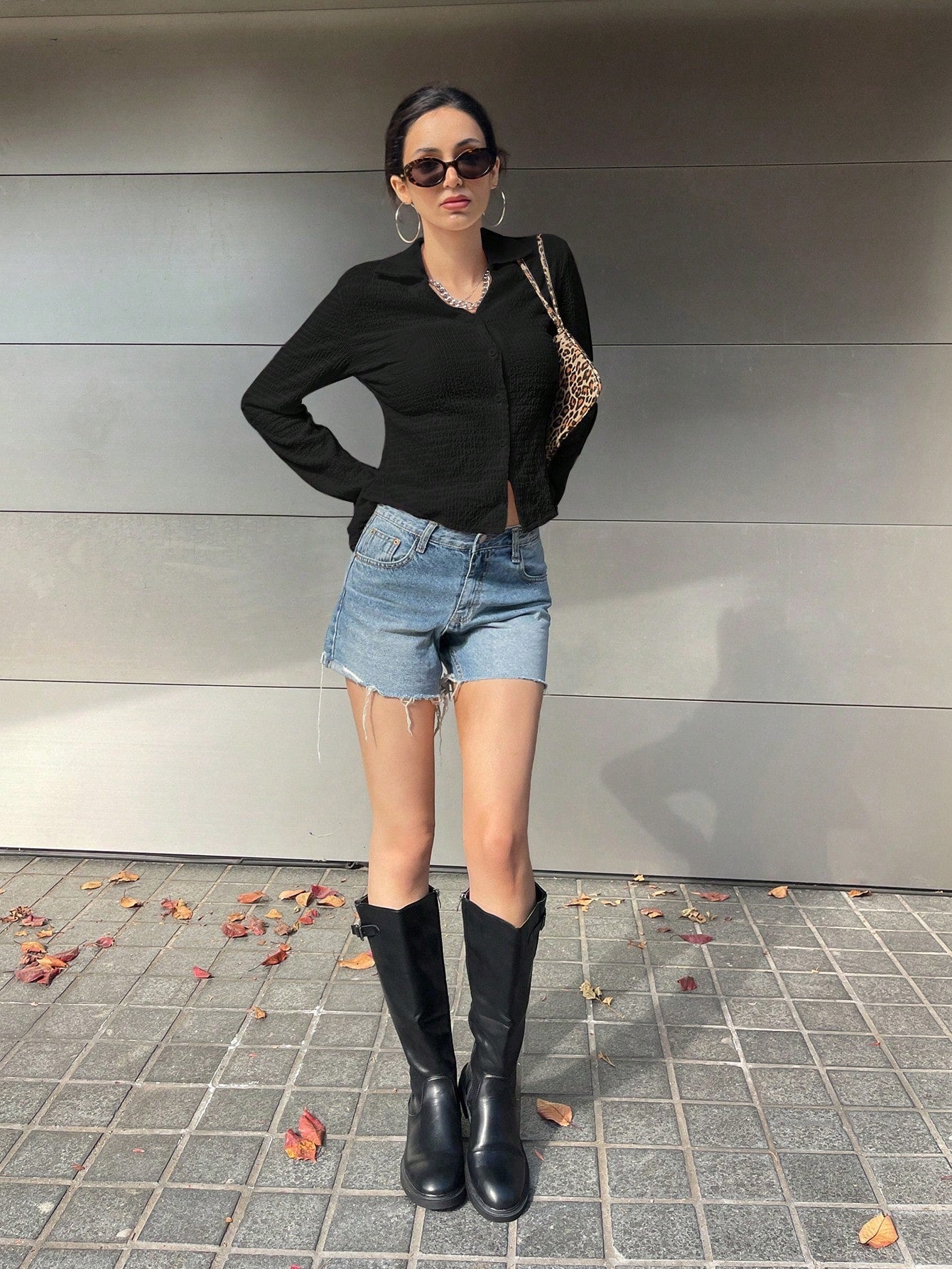 Buy SHEIN DAZY Solid Button Front Shirt in Pakistan