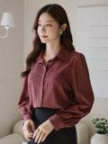 Buy SHEIN DAZY Solid Color Textured Long Sleeve Women's Button-Down Casual Loose Shirt in Pakistan