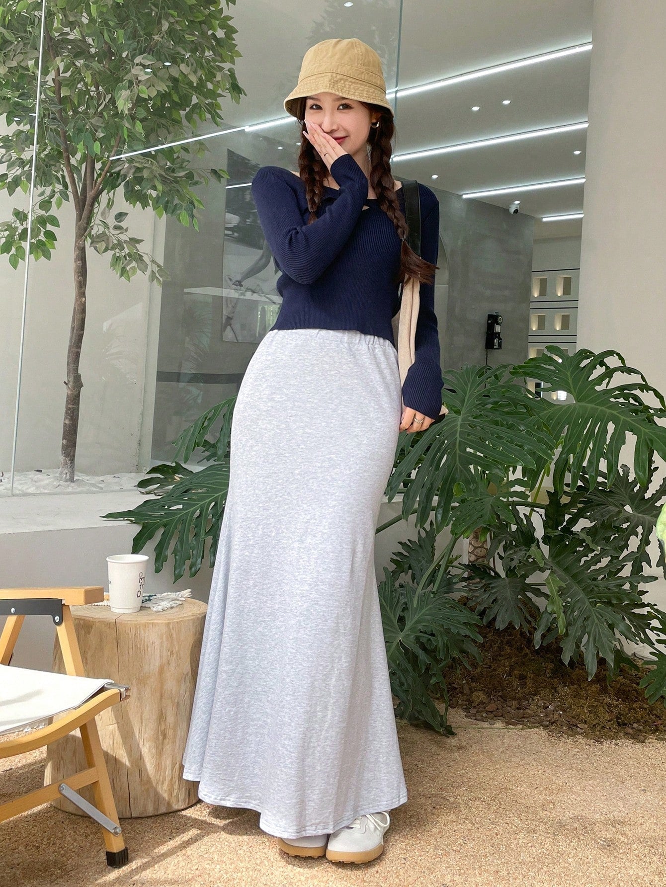 Buy SHEIN DAZY Solid Cut Front Ribbed Knit Sweater in Pakistan