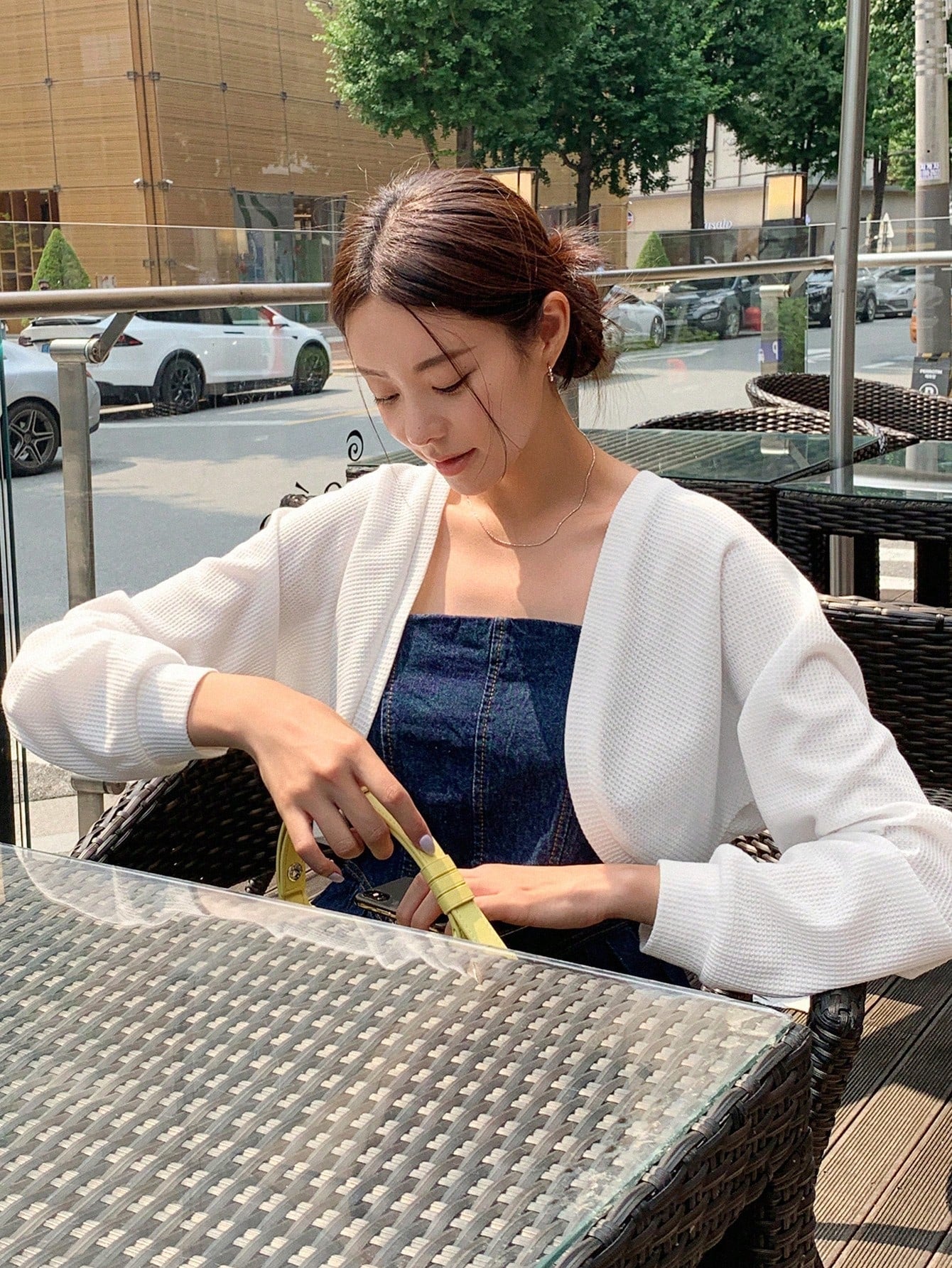 Buy SHEIN DAZY Solid Open Front Waffle Knit Crop Jacket in Pakistan