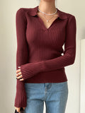 Buy SHEIN DAZY Solid Ribbed Knit Sweater in Pakistan