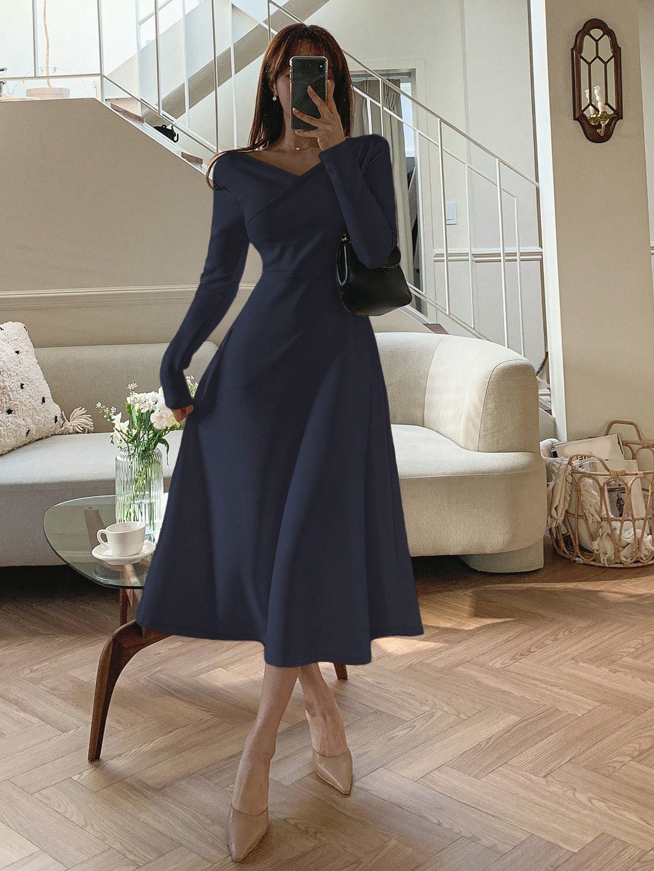 Buy SHEIN DAZY V-Neck Long Sleeve Dress in Pakistan
