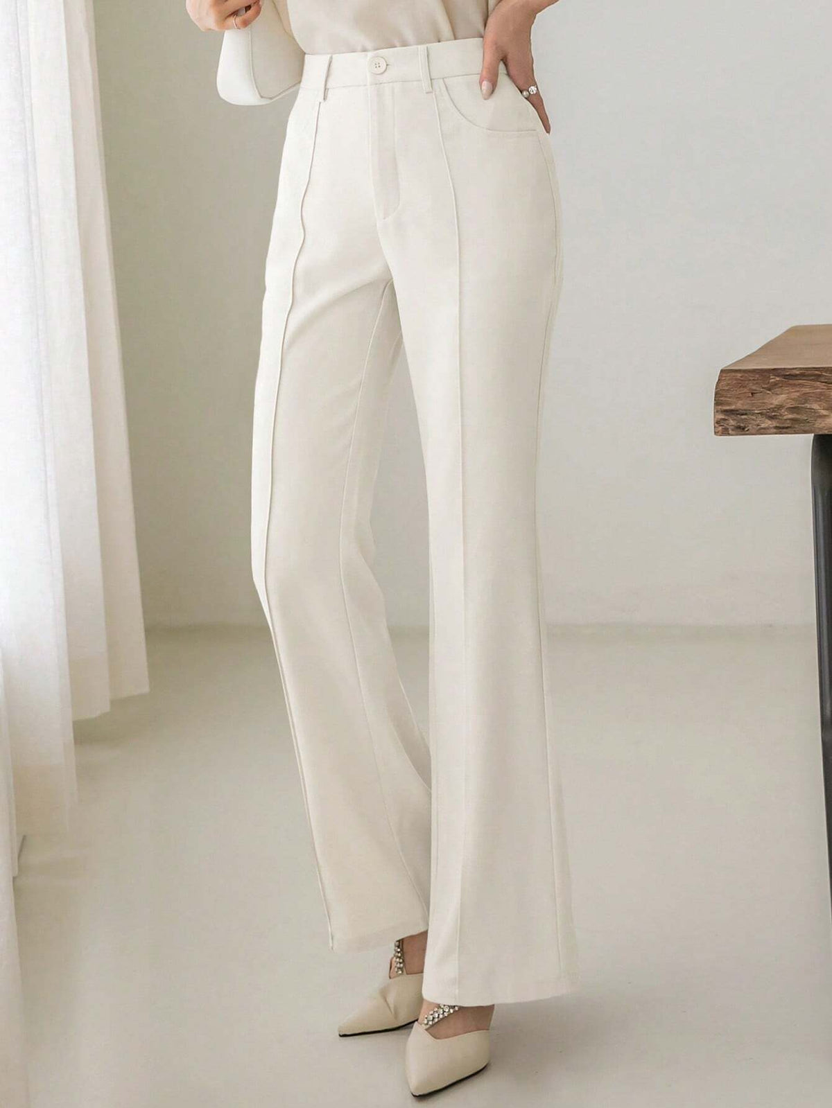 Buy SHEIN DAZY Women Elegant Casual Solid Color Flared Trousers in Pakistan