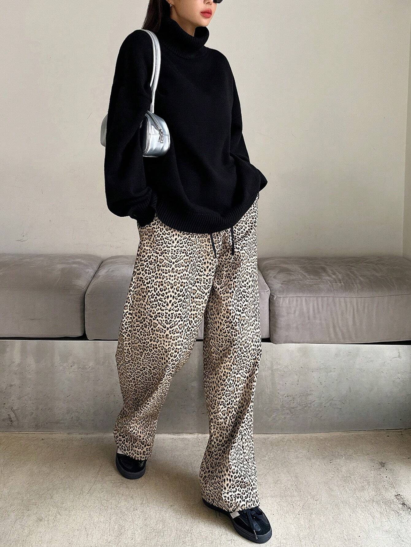 Buy SHEIN DAZY Women's Fall Casual High Neck Loose Black Sweater in Pakistan