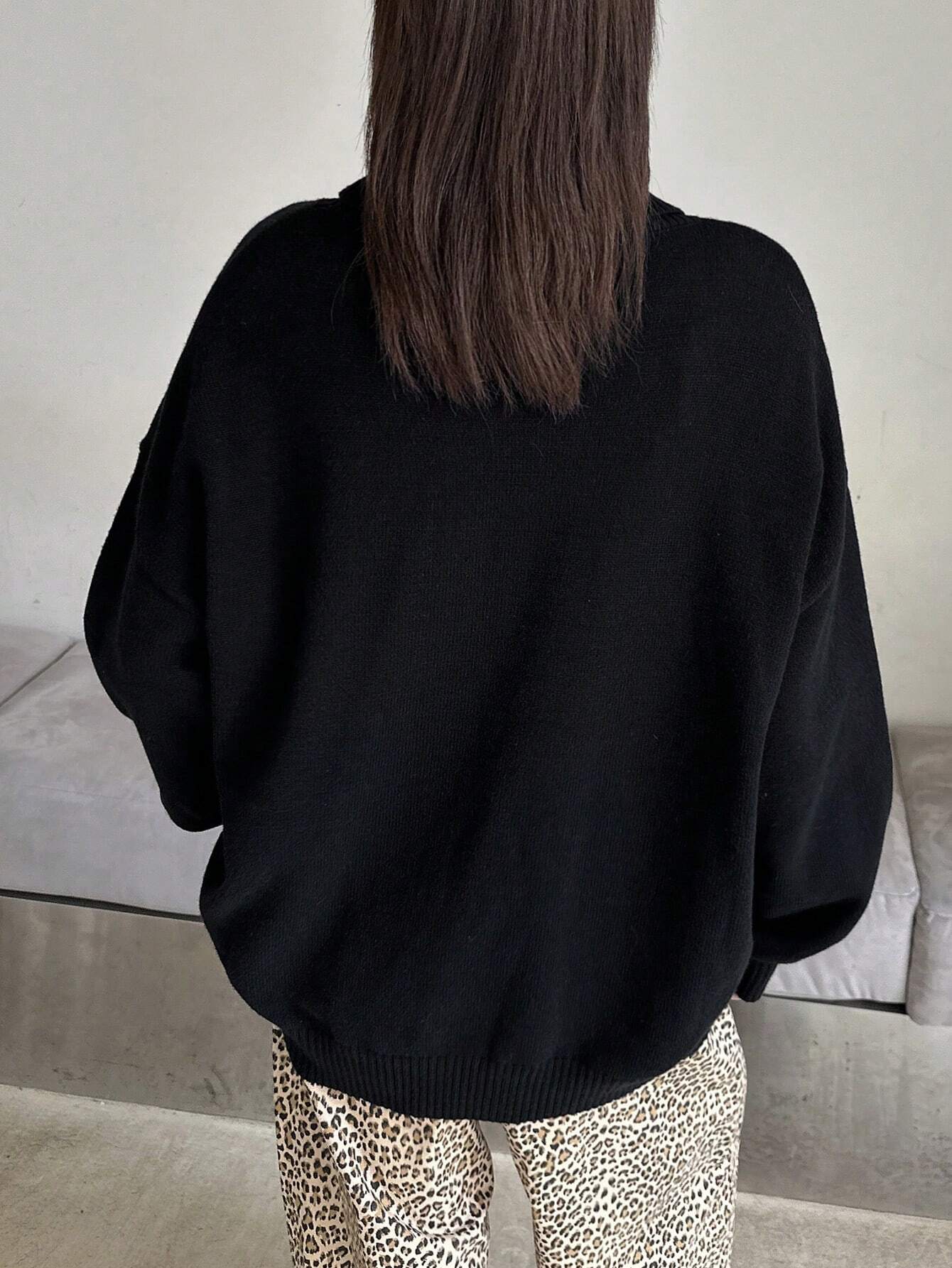 Buy SHEIN DAZY Women's Fall Casual High Neck Loose Black Sweater in Pakistan