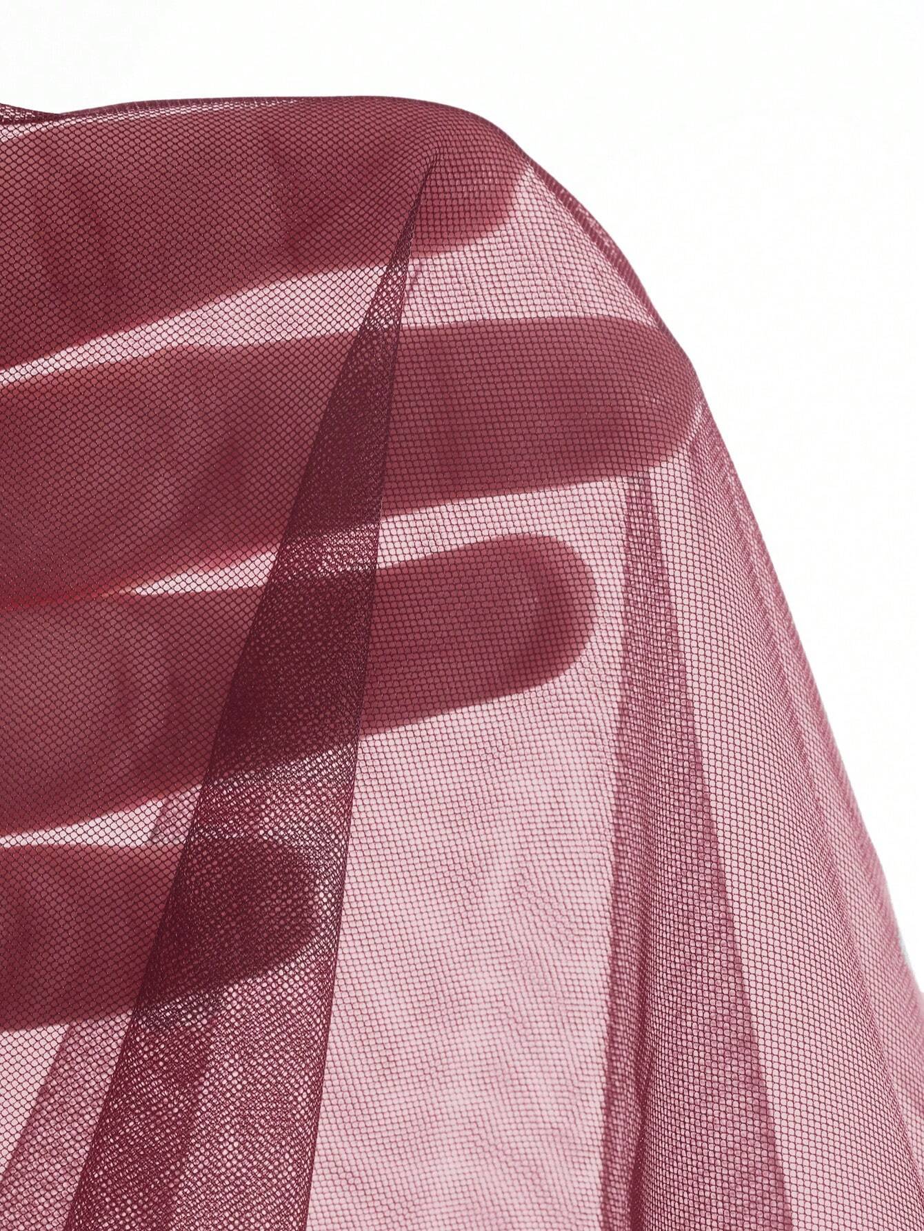 Buy SHEIN DAZY Women's Lace Up Sheer Mesh Bell Sleeve Shirt in Pakistan