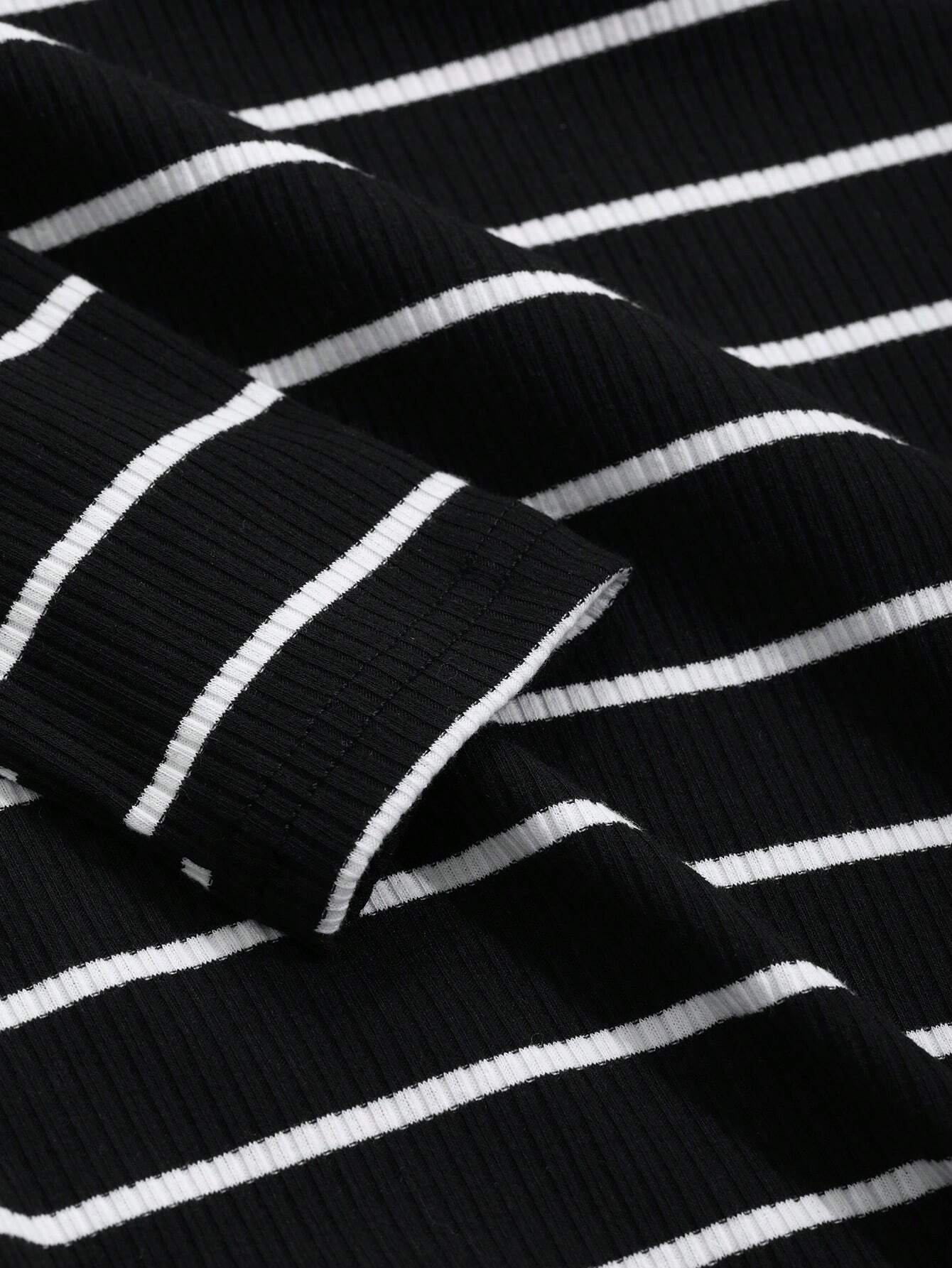 Buy SHEIN DAZY Women's Round Neck Long Sleeve Striped Simple Casual Dress in Pakistan