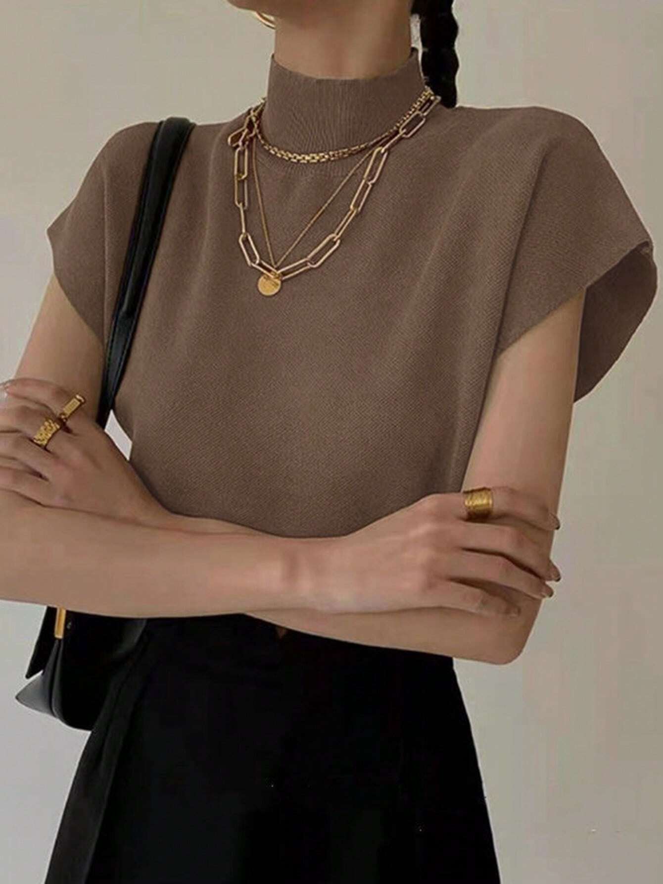 Buy SHEIN DAZY Women's Short Sleeve Ribbed Knit Sweater in Pakistan