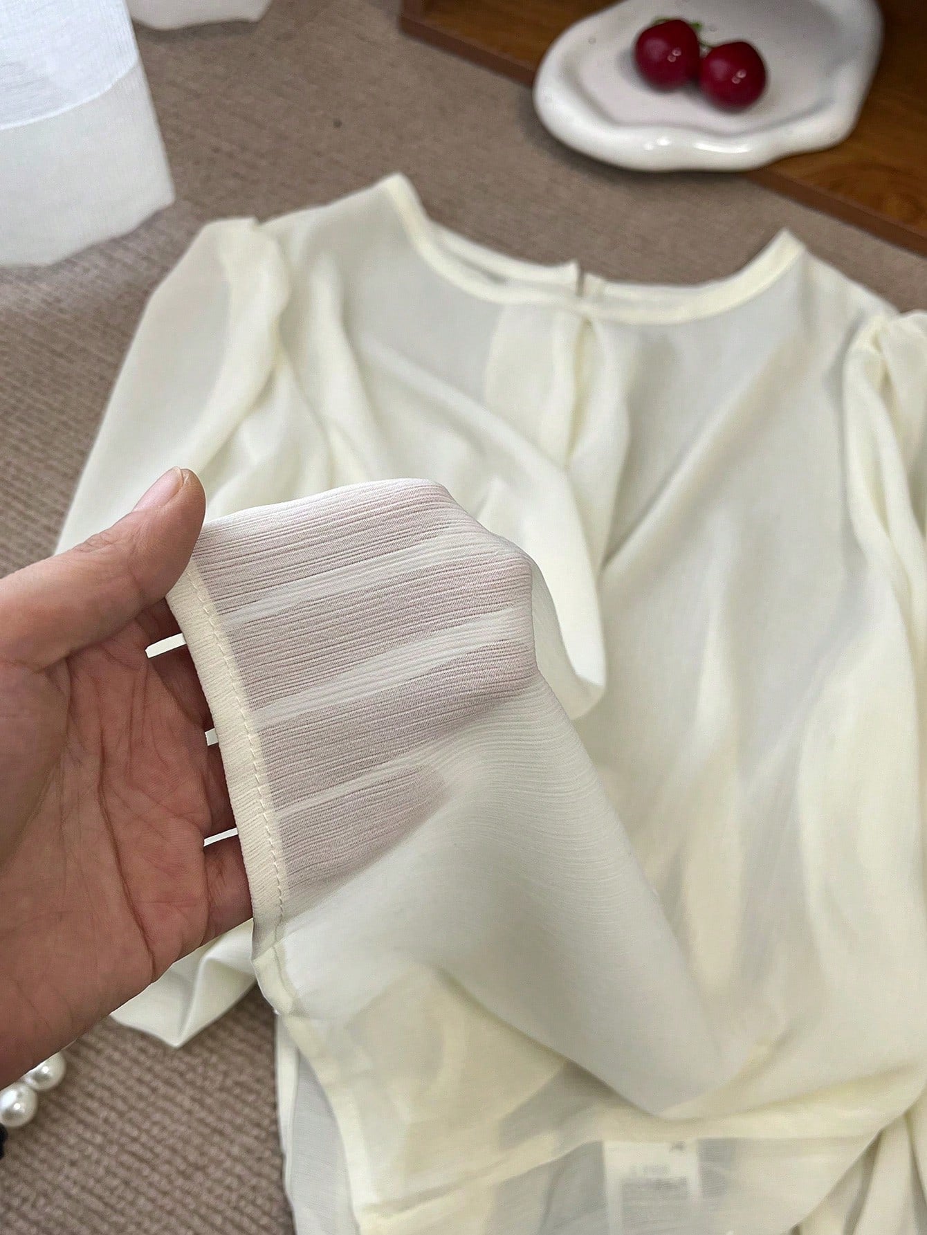 Buy SHEIN DAZY Women's Solid Color Round Neck Long Sleeve Elegant Blouse, Business Casual, Autumn in Pakistan