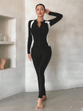 Buy SHEIN DAZY Women's Sporty Swimwear Jacket, Black And White Color Block Long Sleeve Zipper Swim Coat, Conservative Sun-Protective Slim-Fit Swimming Jacket, Suitable For Vacation Diving (Without Pants) Summer in Pakistan