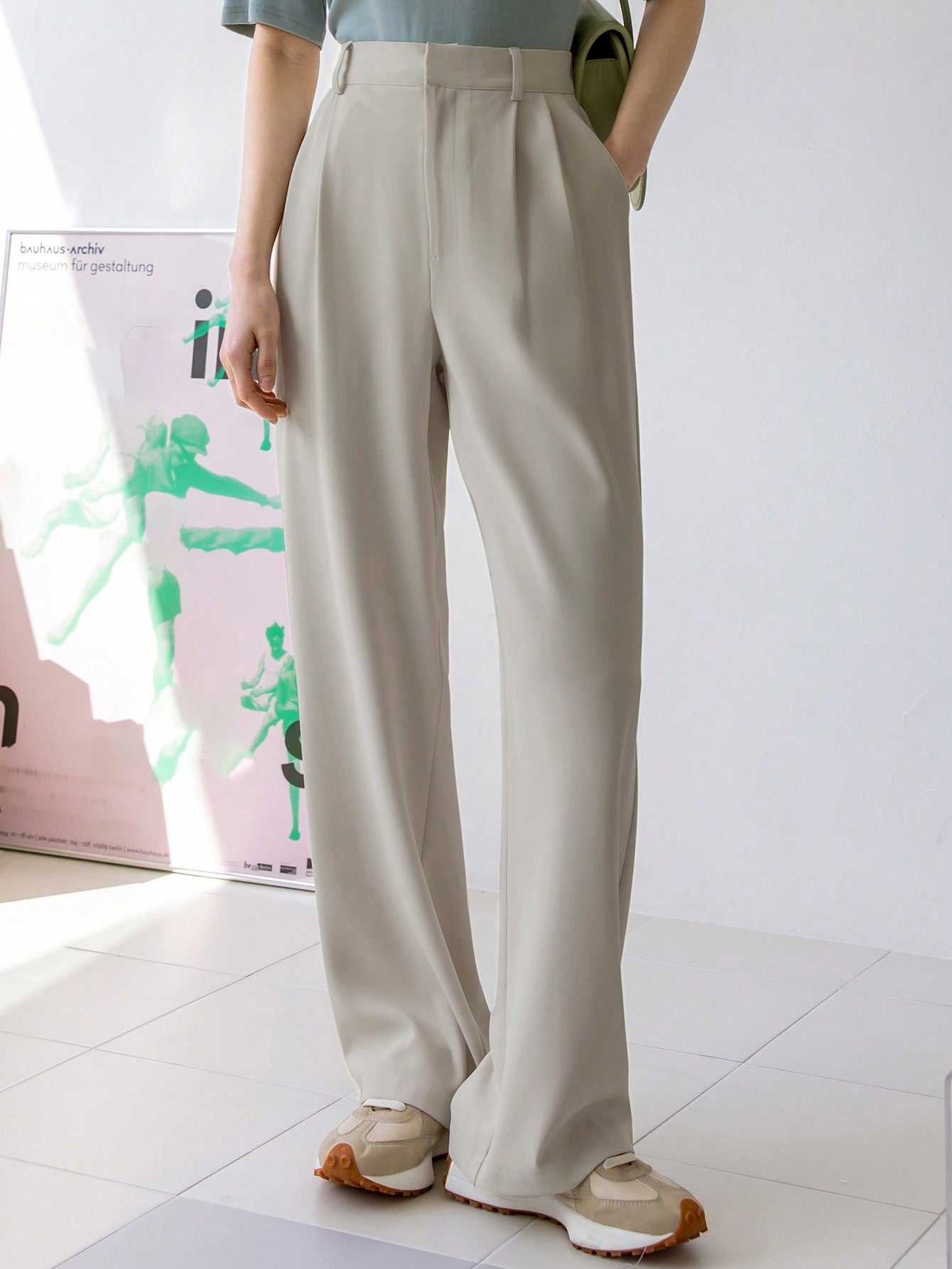 Buy SHEIN Dazy-Less Plicated Detail Wide Leg Trousers in Pakistan