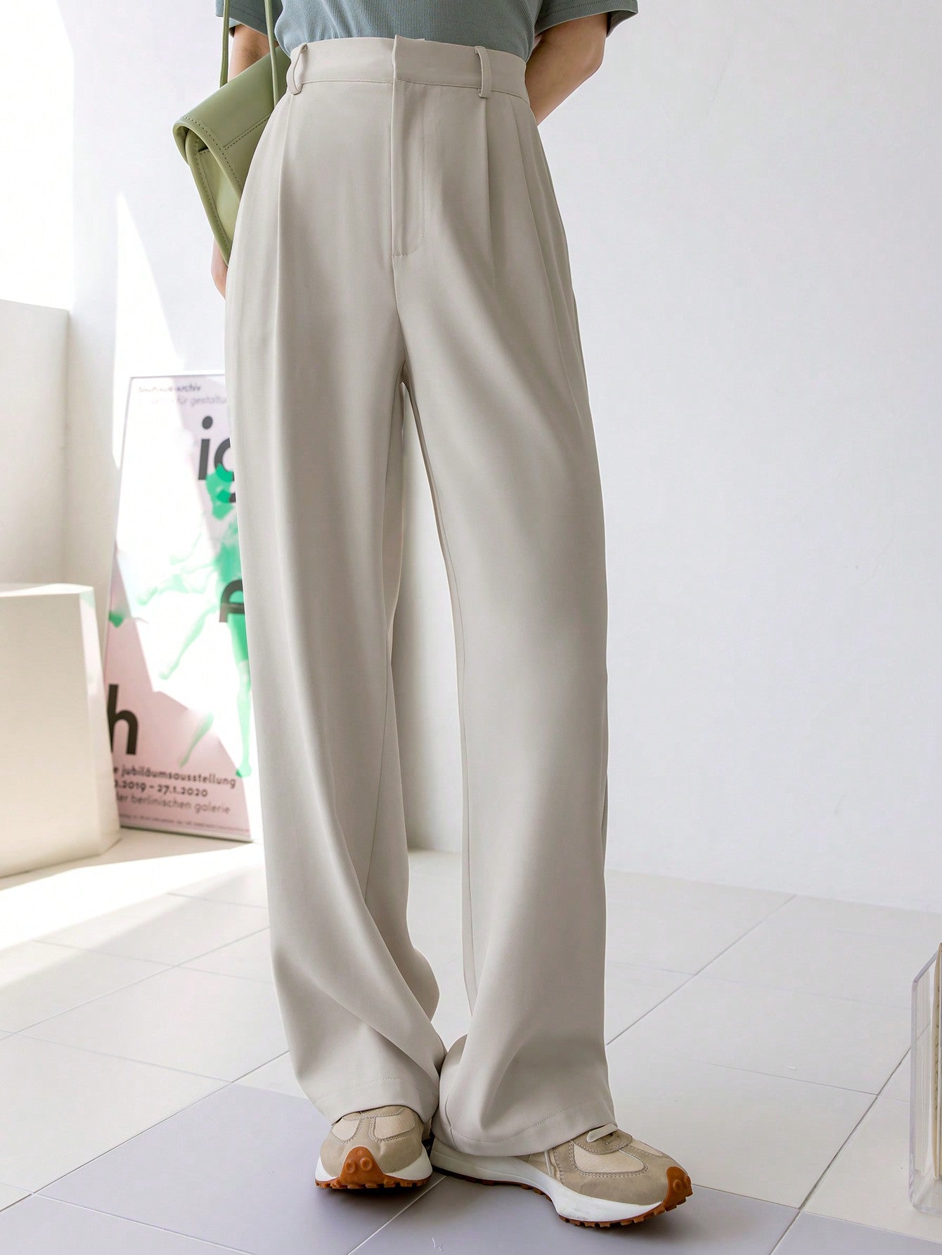 Buy SHEIN Dazy-Less Plicated Detail Wide Leg Trousers in Pakistan