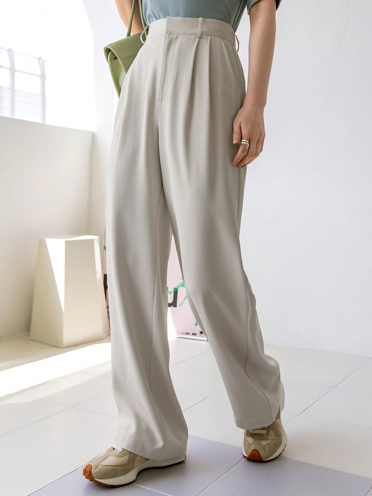 Buy SHEIN Dazy-Less Plicated Detail Wide Leg Trousers in Pakistan