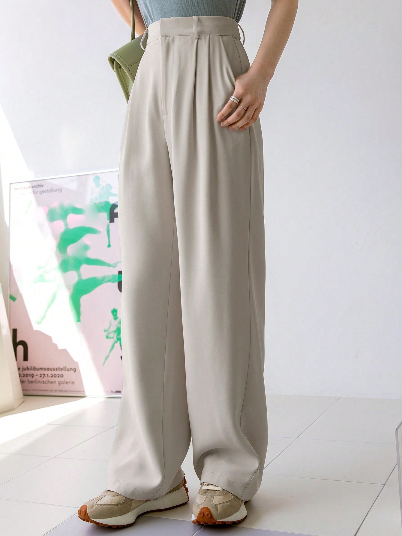 Buy SHEIN Dazy-Less Plicated Detail Wide Leg Trousers in Pakistan