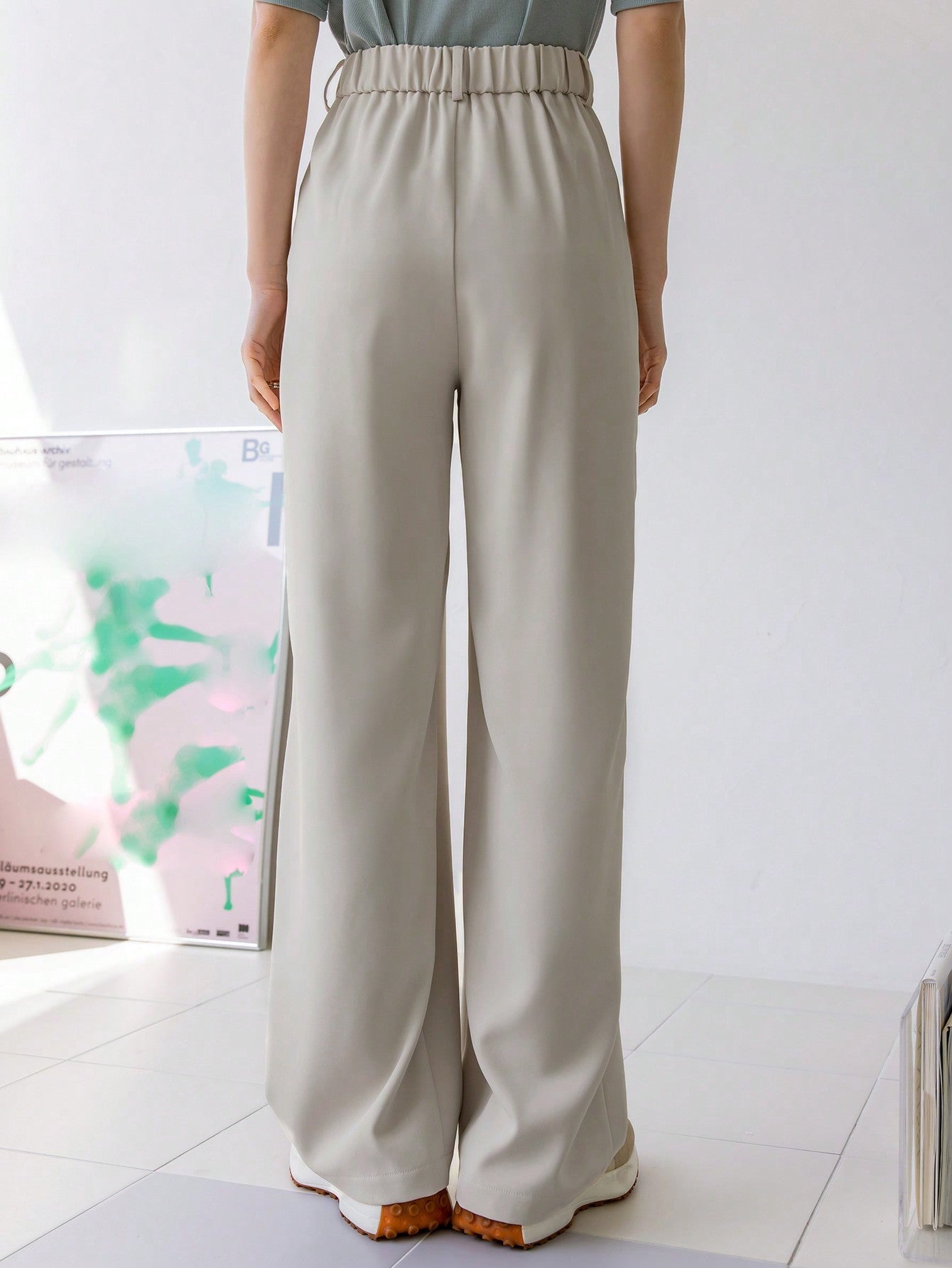 Buy SHEIN Dazy-Less Plicated Detail Wide Leg Trousers in Pakistan