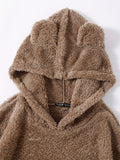 Buy SHEIN Drop Shoulder 3D Ear Teddy Hoodie in Pakistan