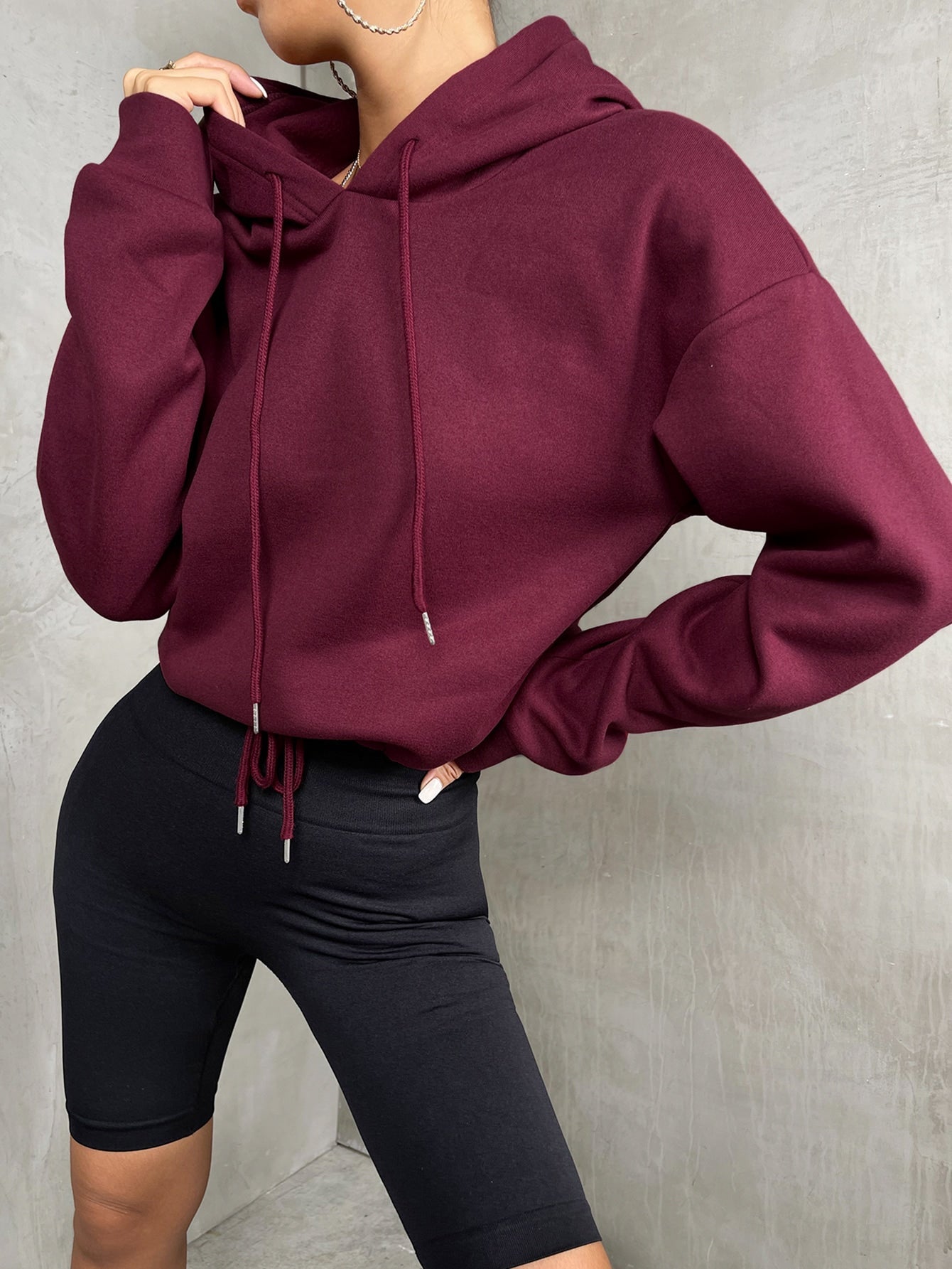 Buy SHEIN Drop Shoulder Drawstring Hoodie in Pakistan