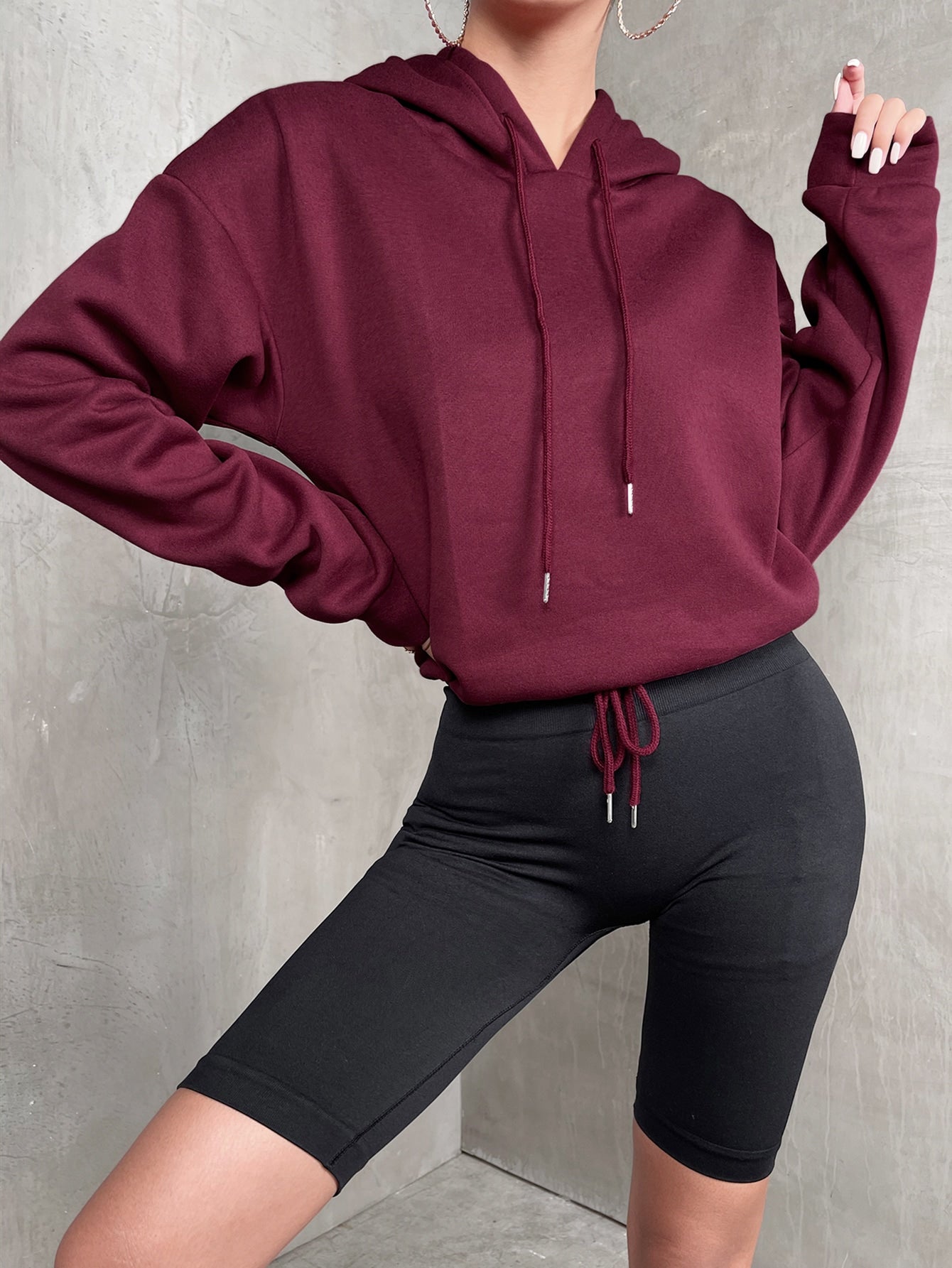 Buy SHEIN Drop Shoulder Drawstring Hoodie in Pakistan