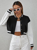 Buy SHEIN Drop Shoulder Two Tone Crop Bomber Jacket in Pakistan